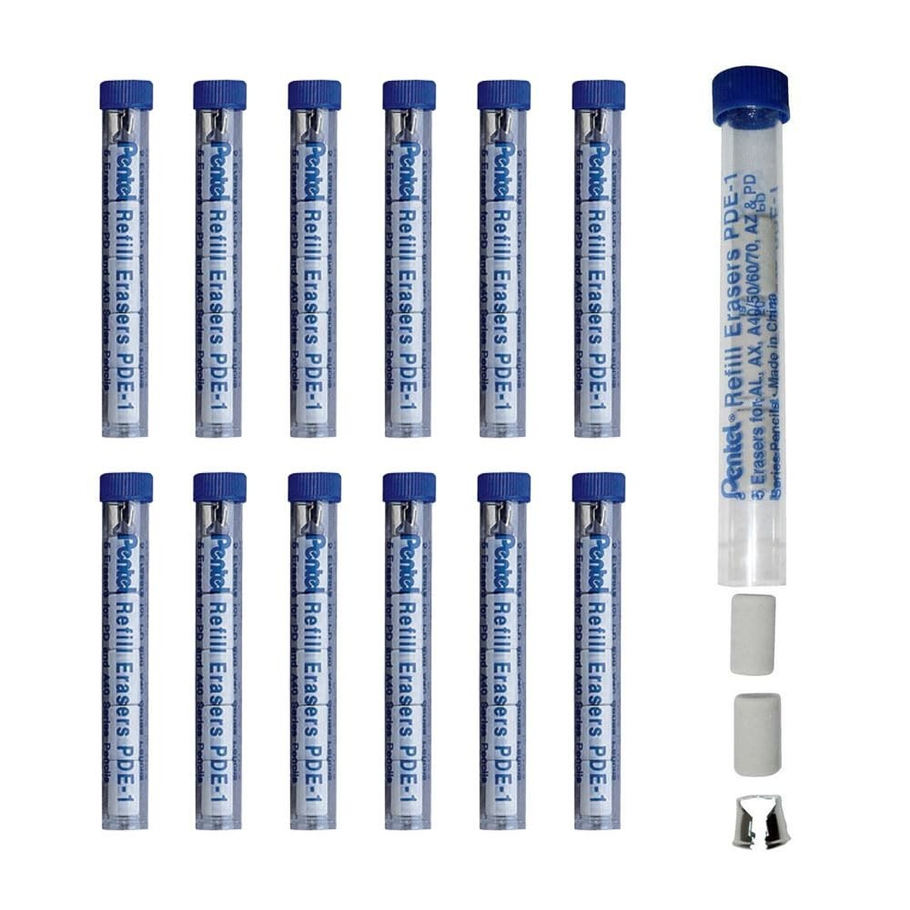 Eraser Refills for AL, AX, PD Series Pencils – 5 Pcs/Tube, Box of 12