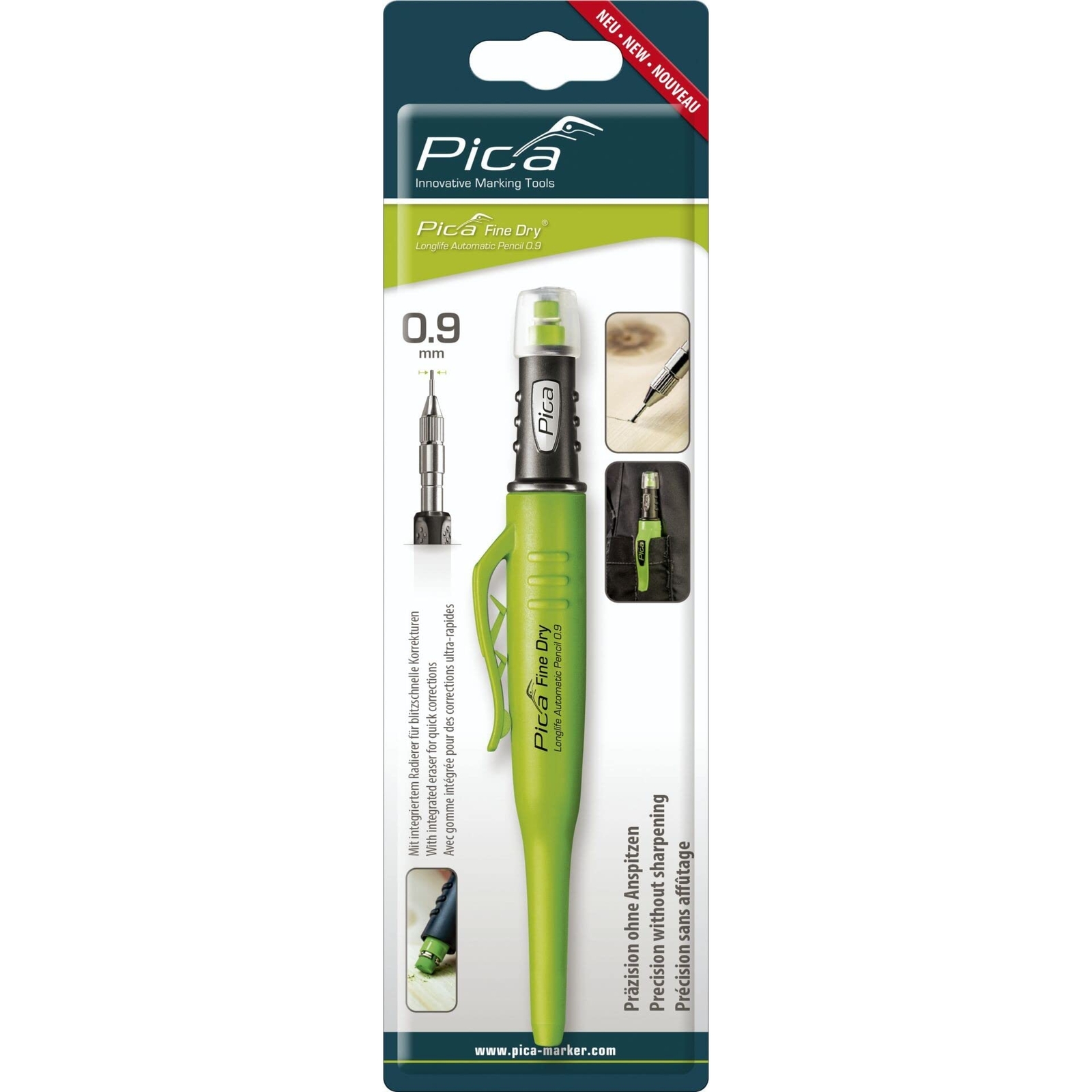 Pica Fine Dry Longlife Automatic Pencil 09mm Precision Refillable Marking Tool