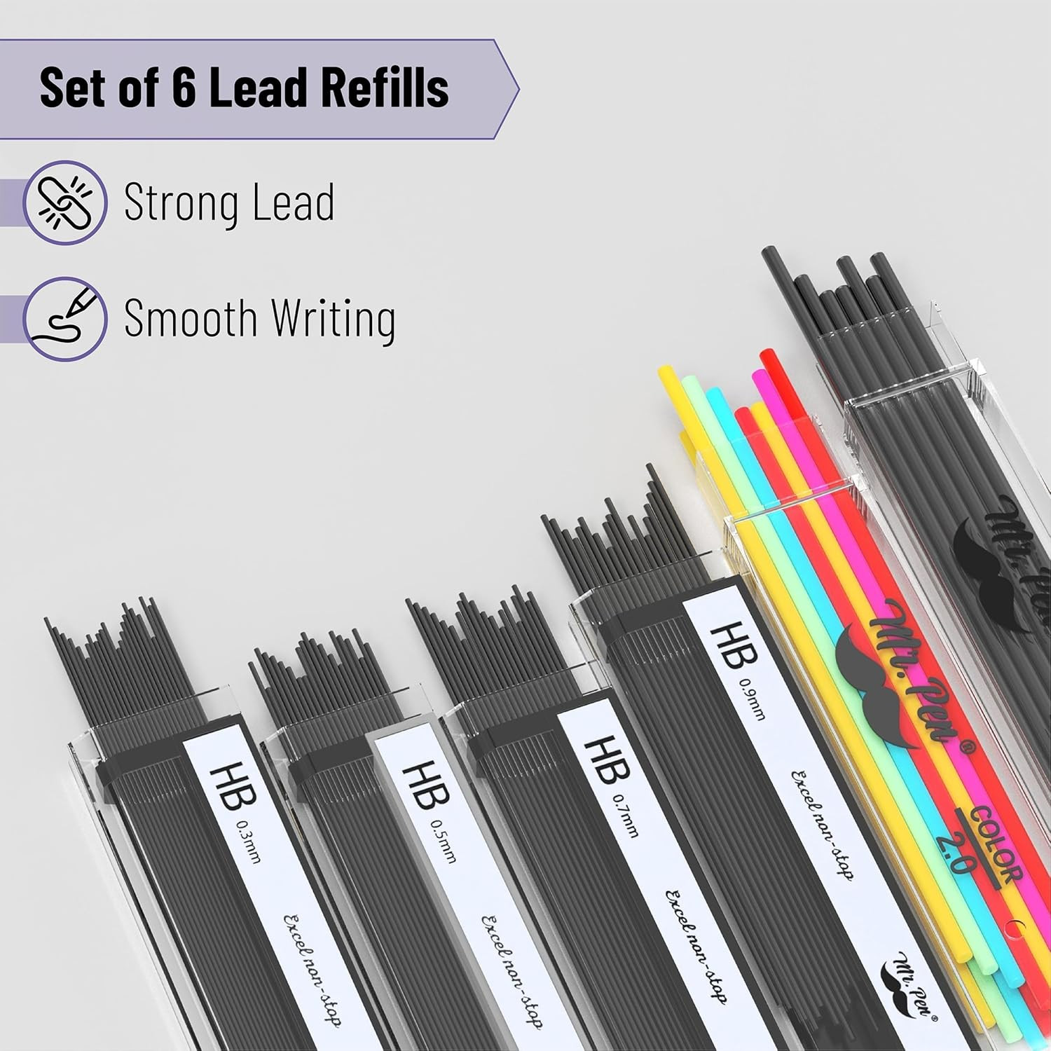 Mr. Pen- Metal Mechanical Pencil Set in Leather Case, 5 Sizes, 0.3, 0.5, 0.7, 0.