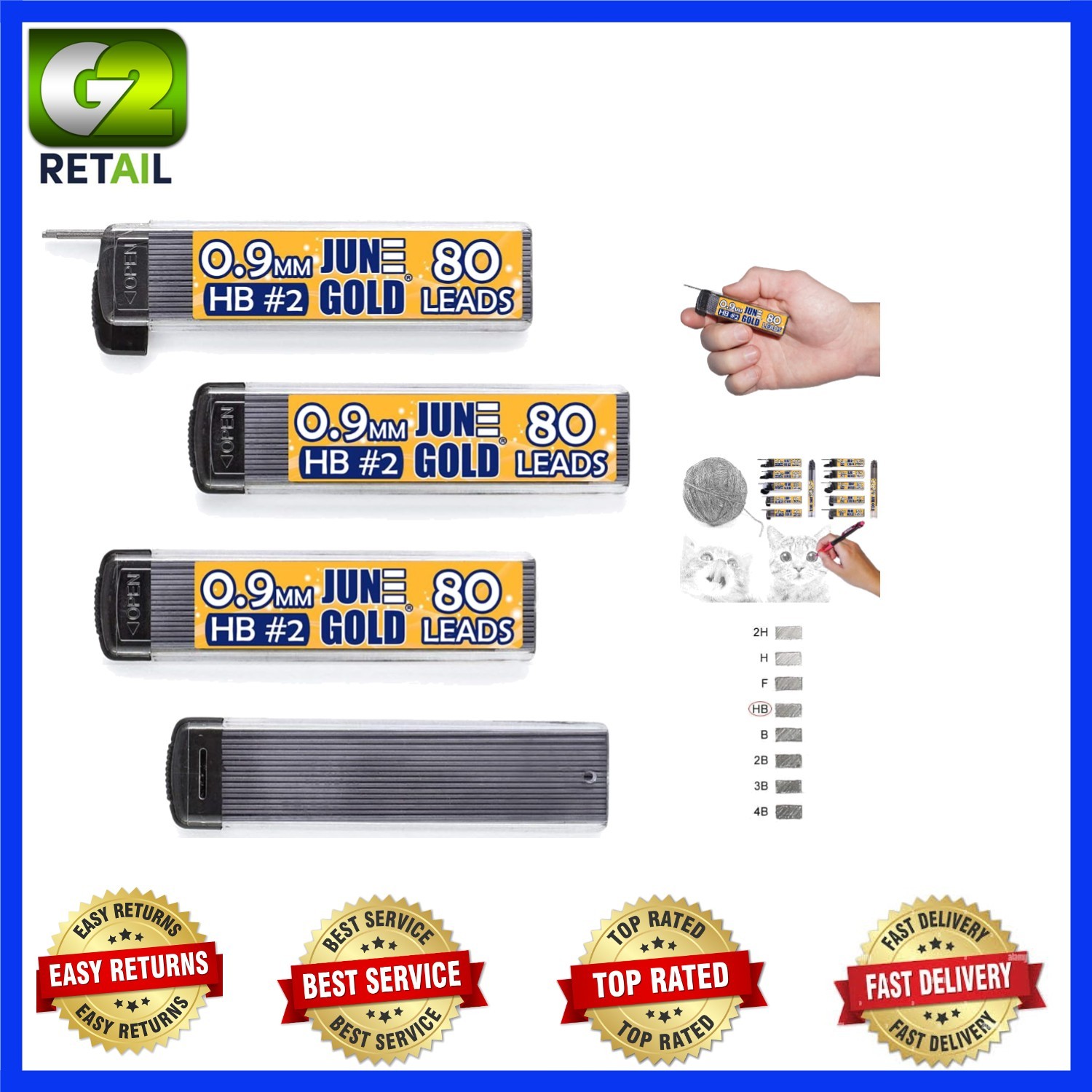 0.9 mm HB Break-Resistant Lead Refills – 320 Pieces with 4 Easy-Dispense Cases