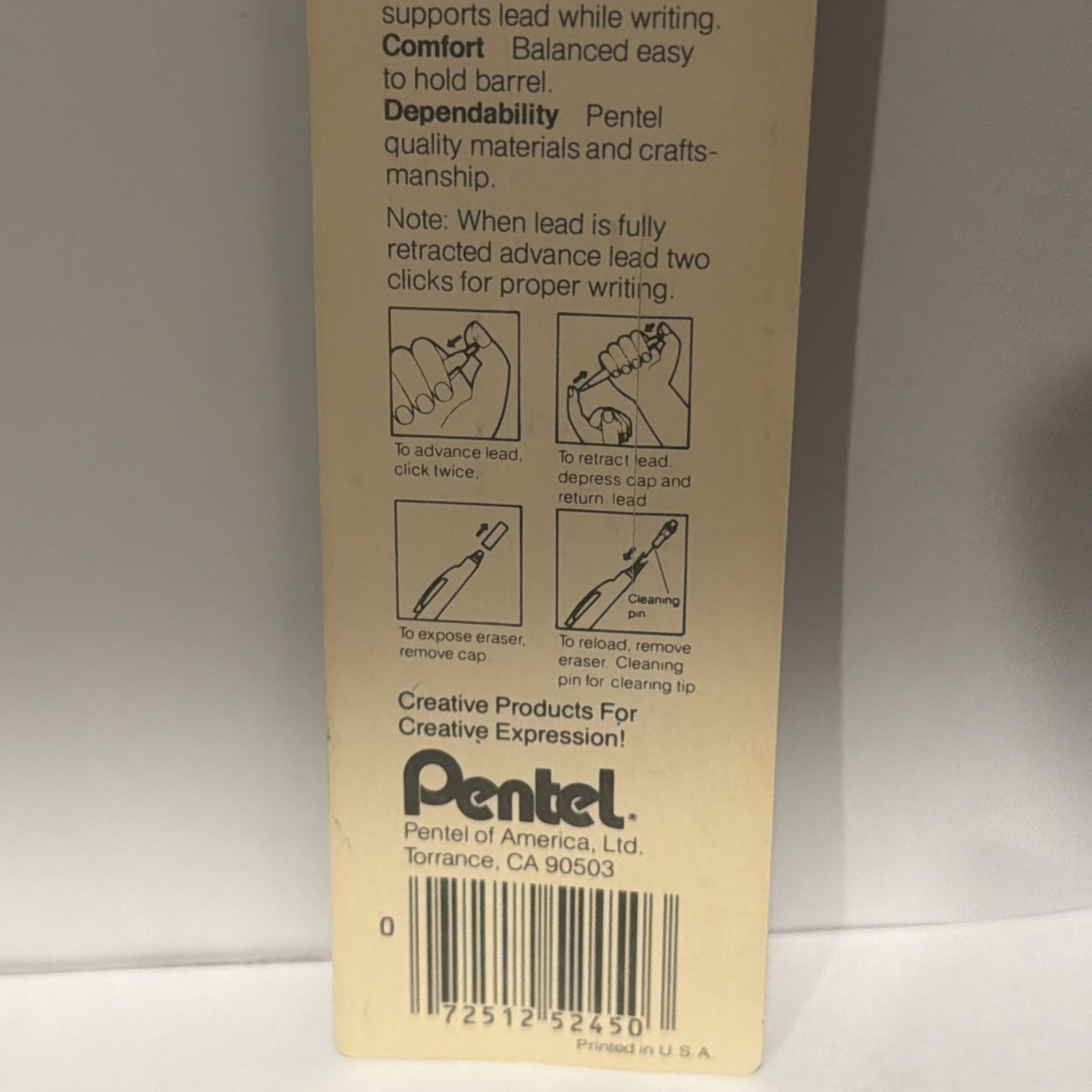 VTG Pentel Bravo Mechanical Drafting Pencil 0.5 mm w/Cleaning Pin BLK NEW P245BP