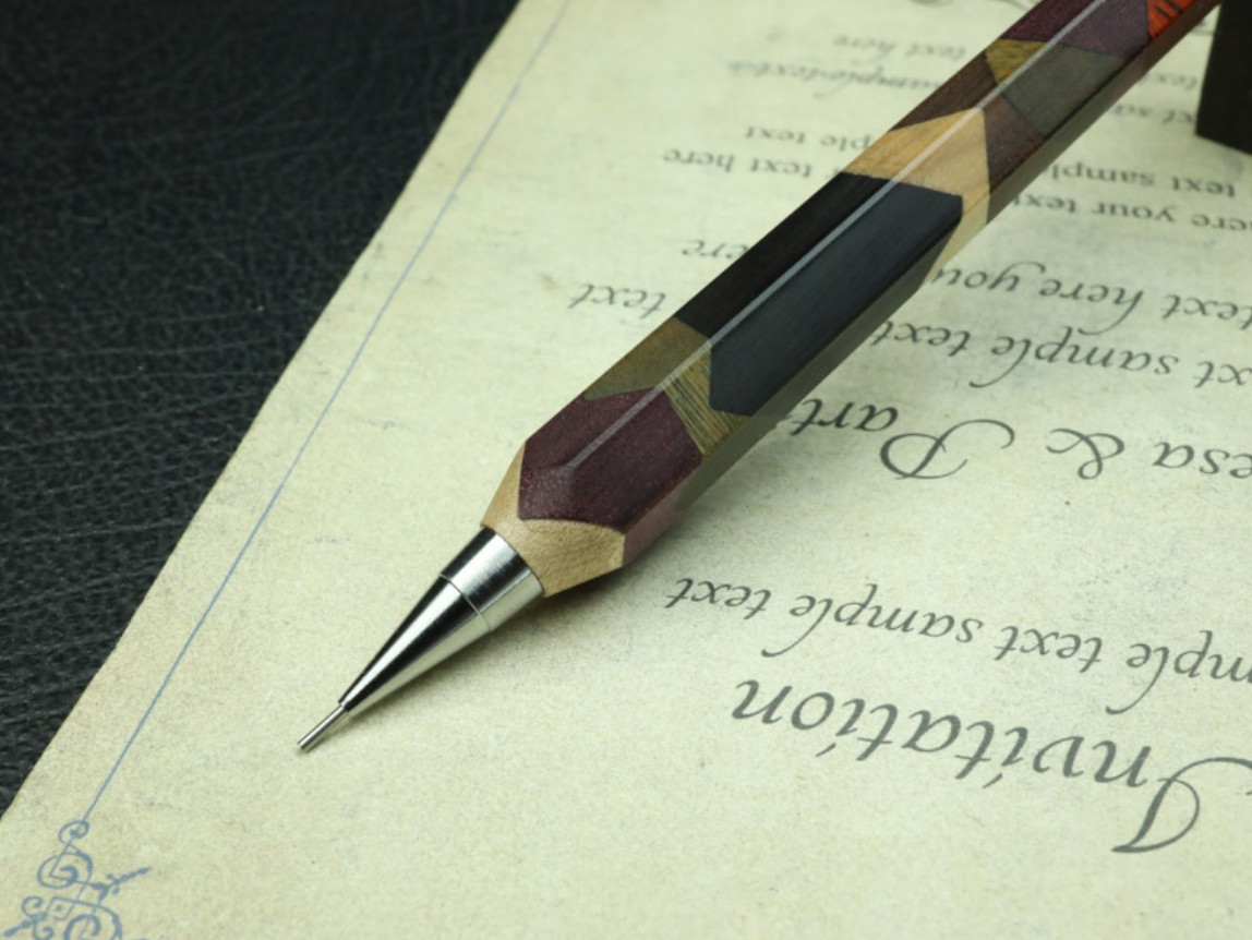Handcrafted Pentel PG5 Mechanical Pencil – Low Centered Design, Segmented Wood