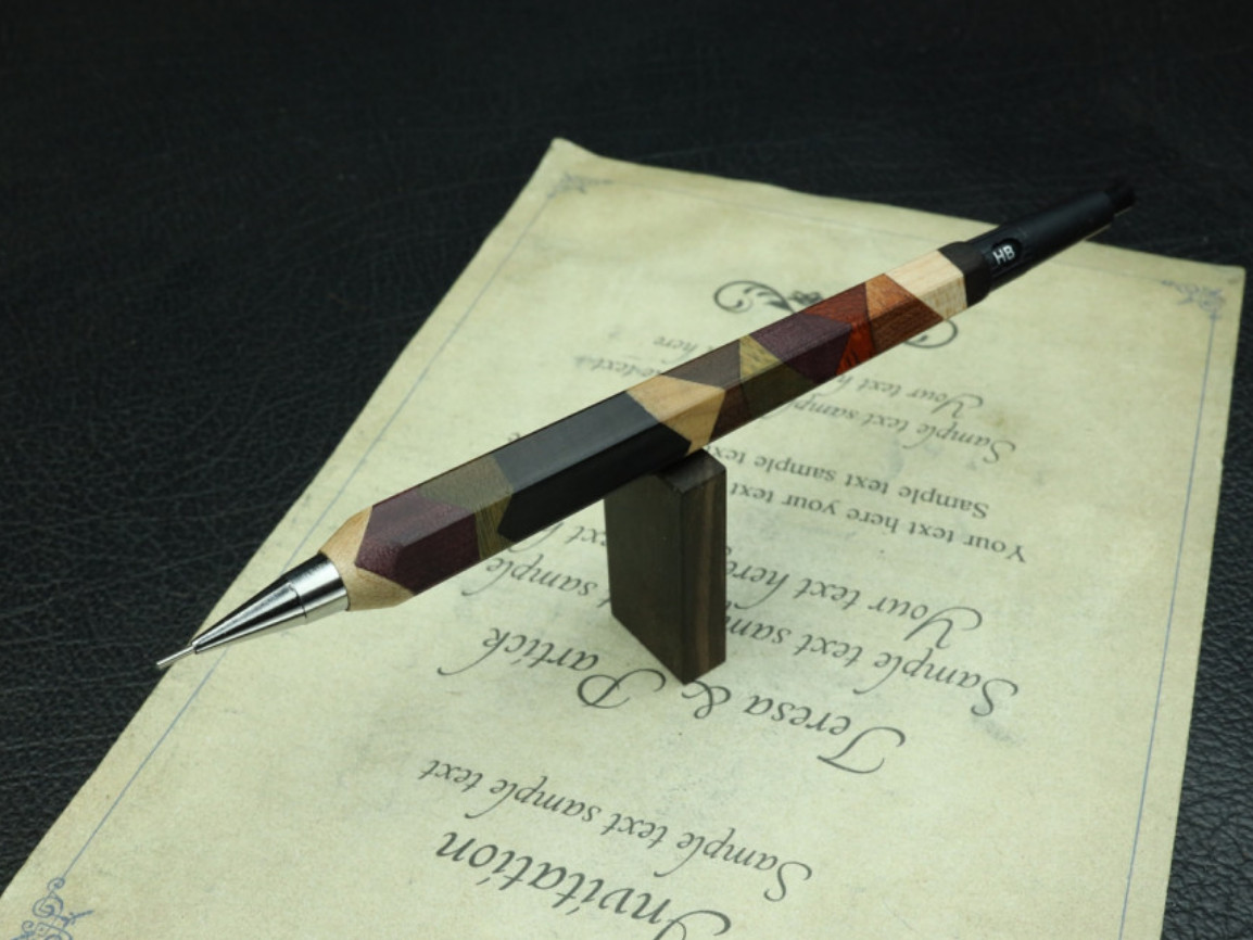 Handcrafted Pentel PG5 Mechanical Pencil – Low Centered Design, Segmented Wood