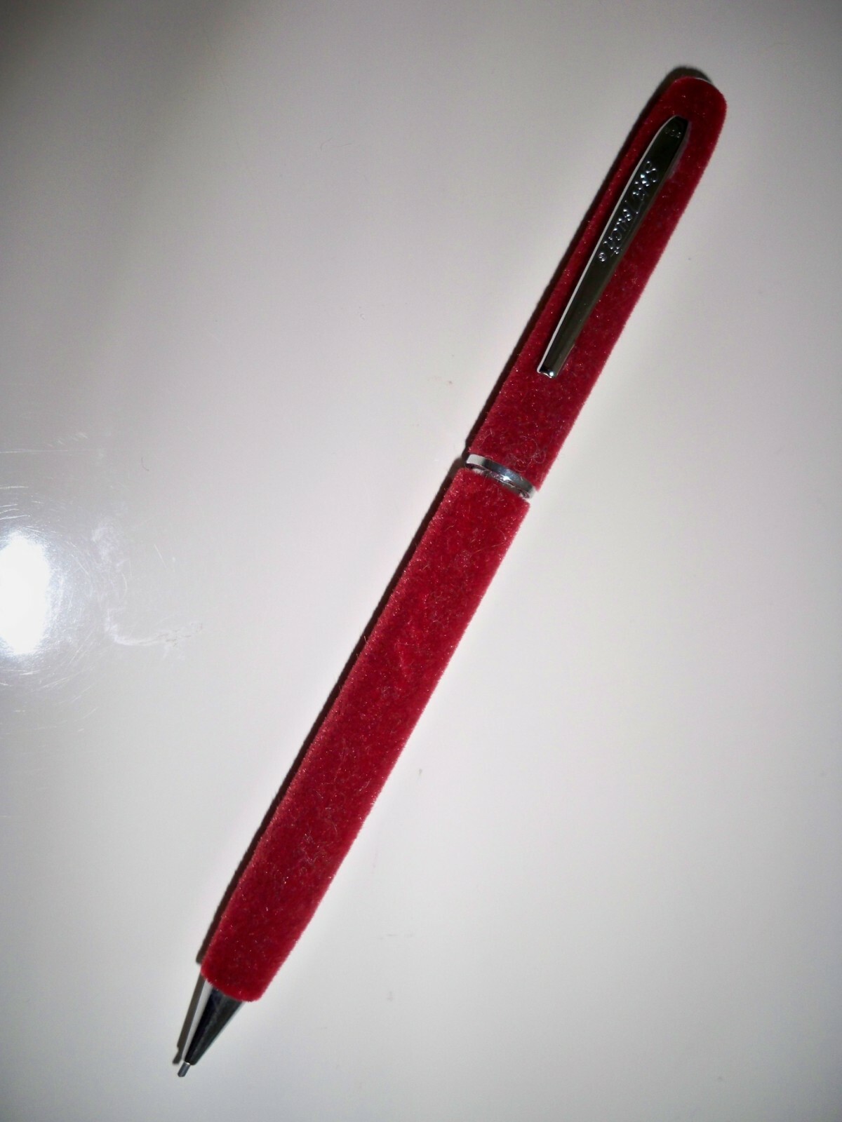 Vintage Soft Touch Twist Style Velvety Fuzzy Burgundy Mechanical Pencil USA