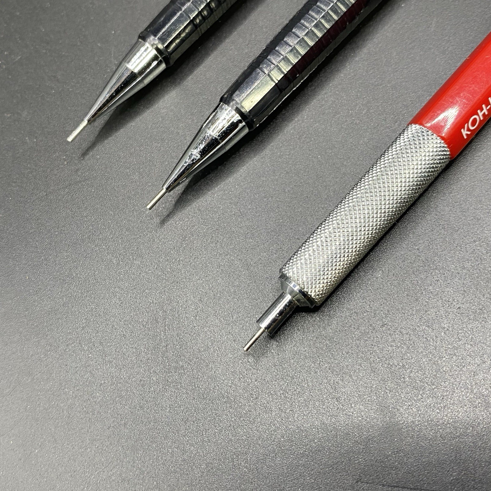 Vintage Koh-I-Noor Rapidomatic 5633 Red 0.3mm & 2 Pentel P205 0.5mm Drafting Set