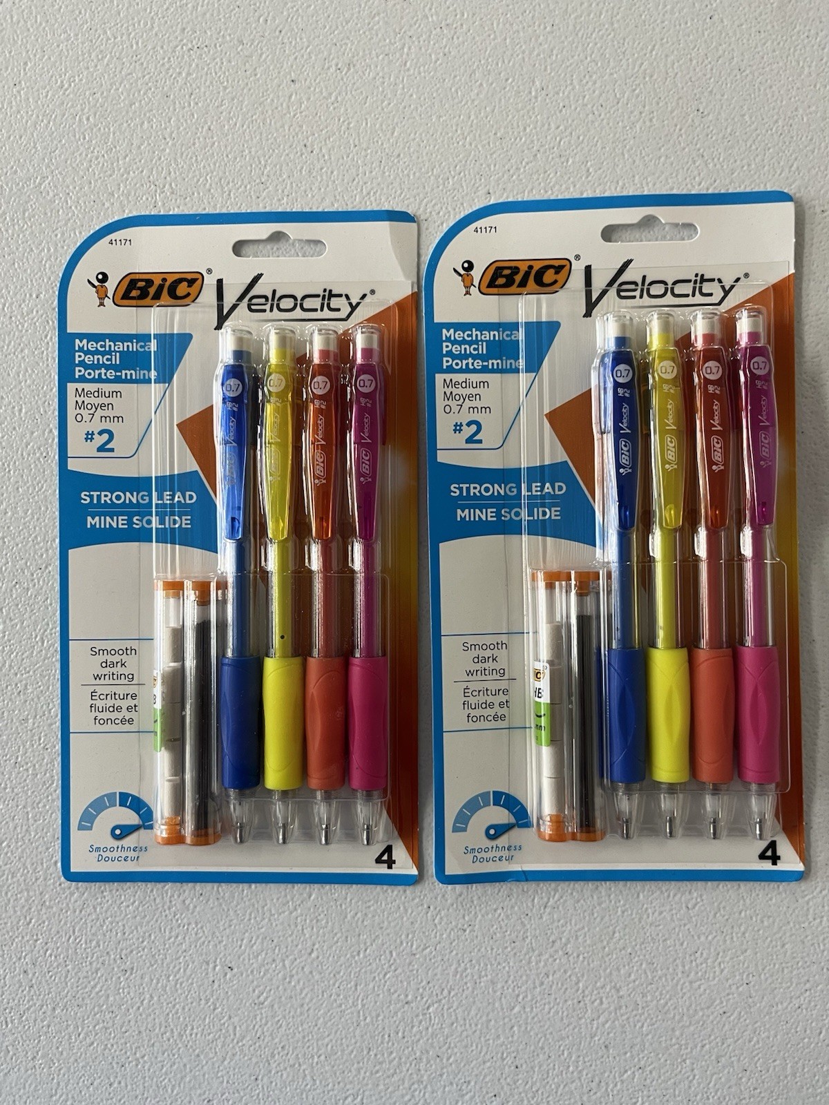 2x BIC #2 Velocity Mechanical Pencil 4pk 0.7mm w/ Refills Assorted Colors 41171