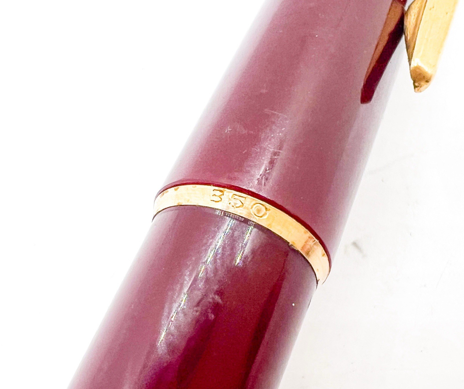 Montblanc 350 Burgundy Gold Trim Mechanical Pencil 0.9 Push Cap 0.9mm Functional