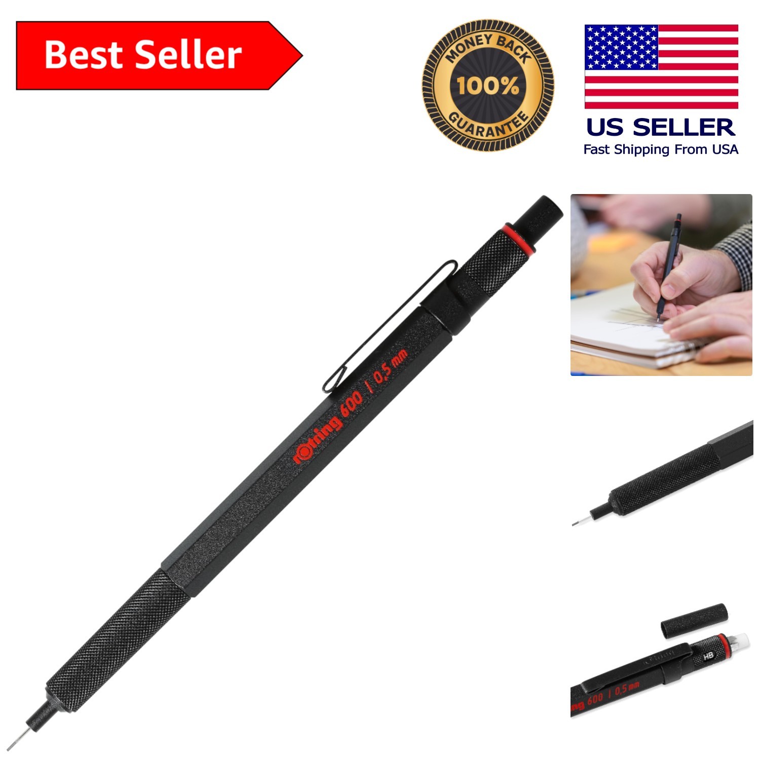 Professional 600 Mechanical Pencil, 0.5mm Precision Tip – Ergonomic & Refillable