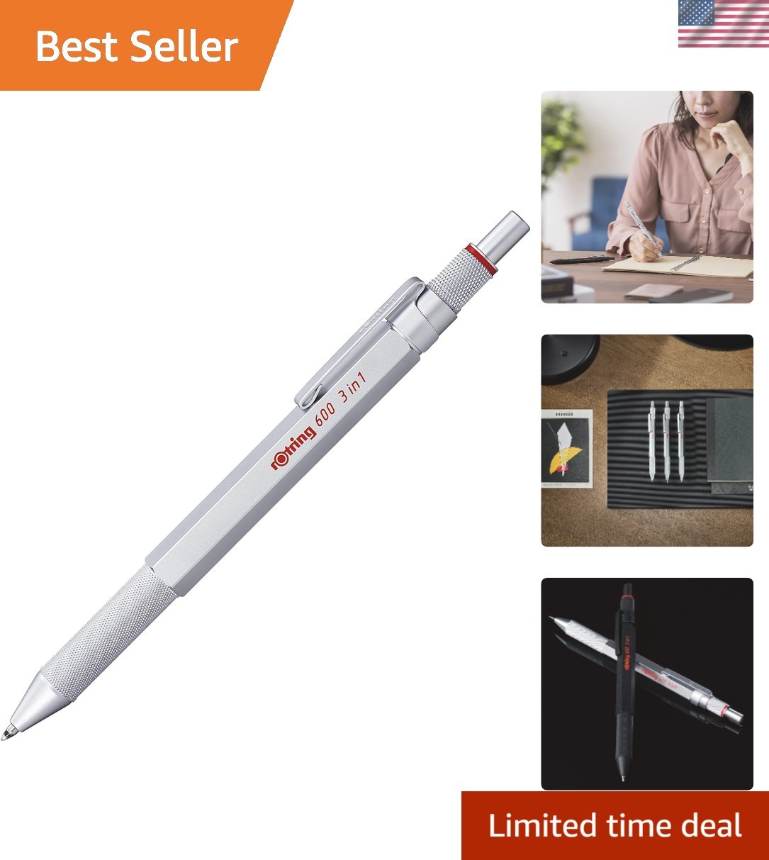 Sophisticated 600 3-in-1 Pen & Pencil – Switch Between Black, Red & 0.5mm Lead