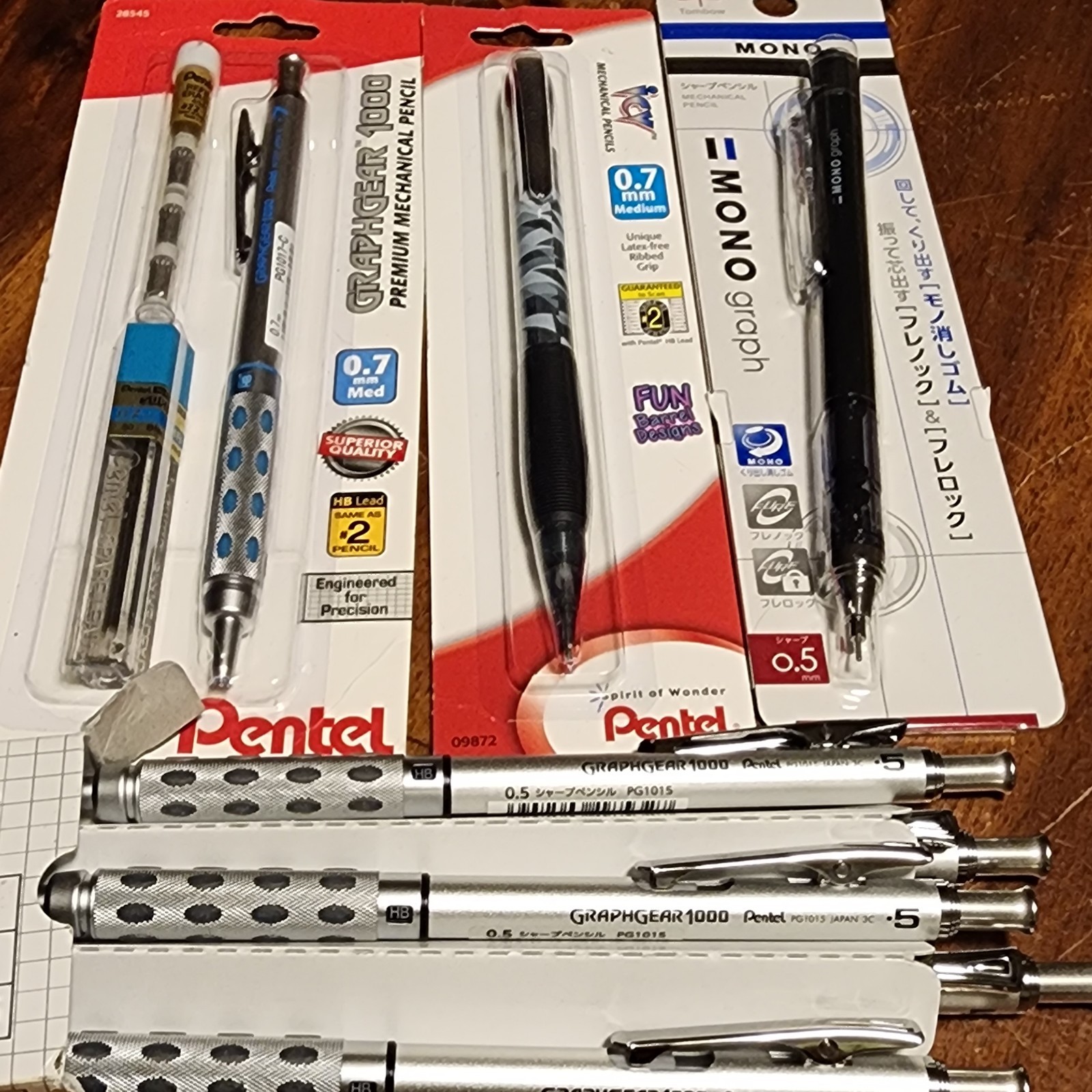 Pentel Graphgear 1000 PG1015 Automatic Drafting Mechanical Pencil 0.5 mm 5PK NEW