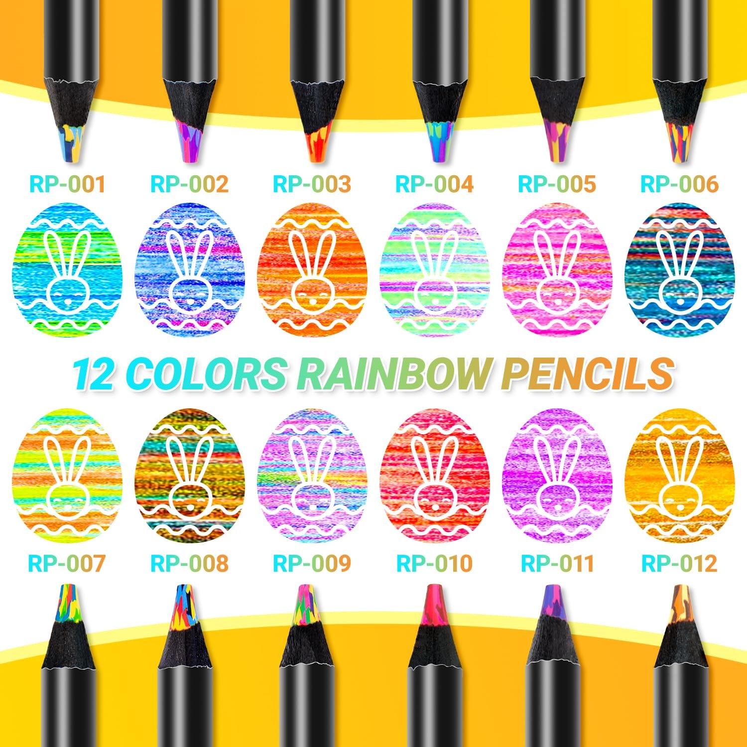Yangmei Art Supplies 12 Rainbow Colored 1 Count (Pack of 12), 12 Colors