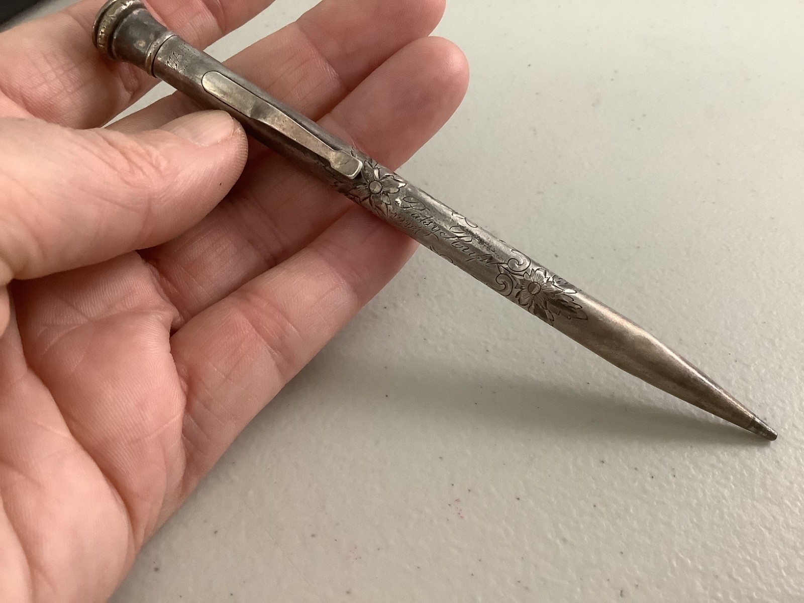 VTG 1938 Sterling Silver Wahl Ever Sharp Mechanical Pencil engraved 5” 19.84g