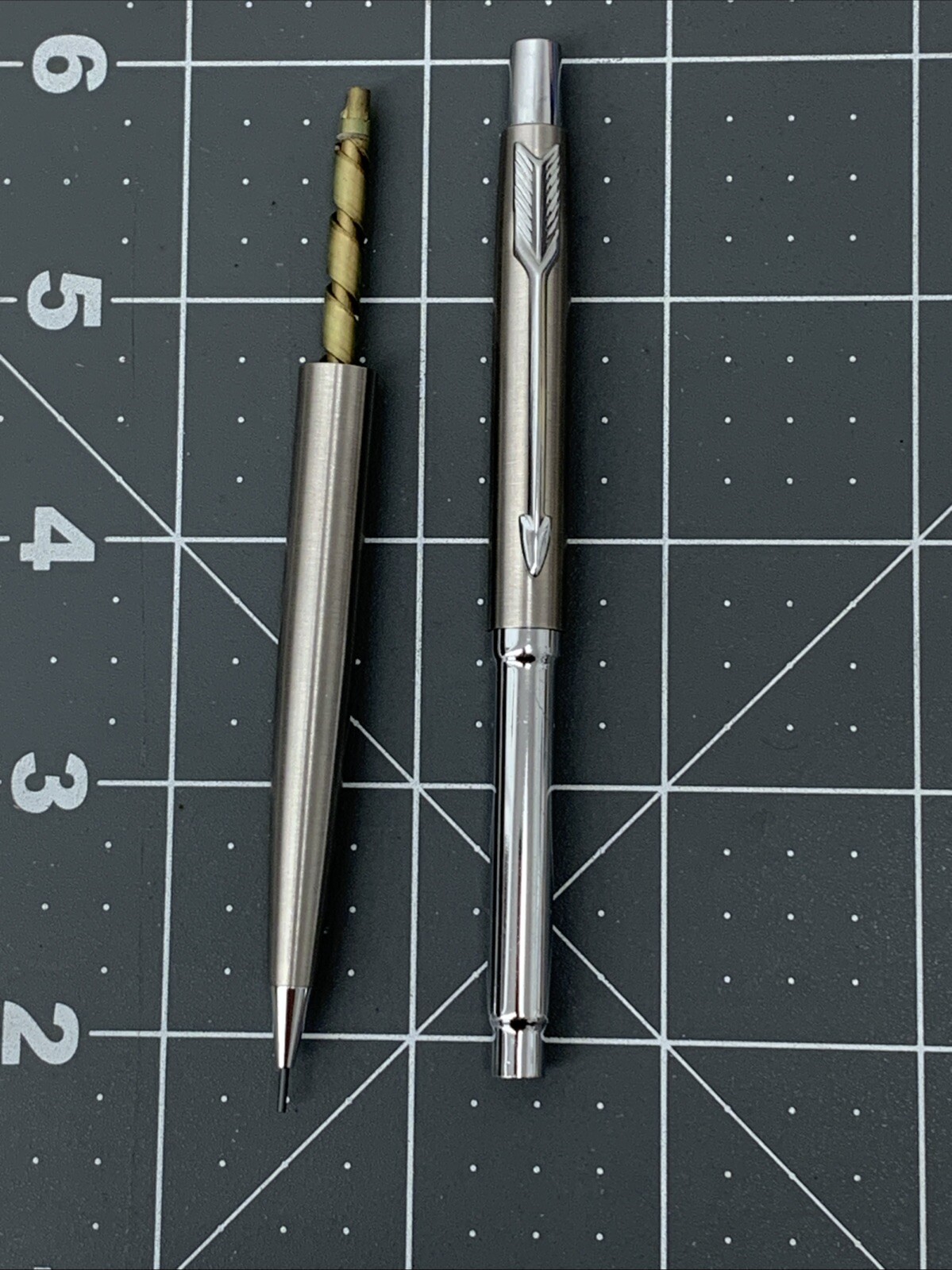 Vintage Parker Mechanical Pencil Brushed Stainless Steel Arrow Clip USA RARE