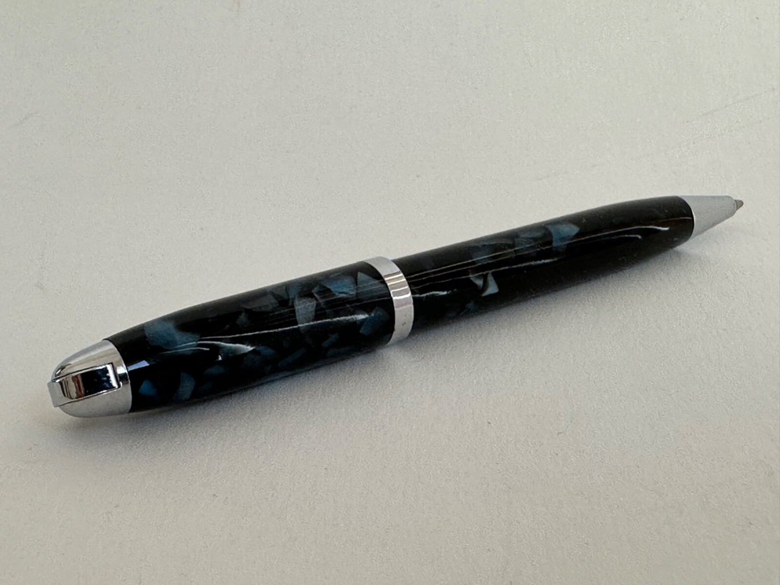Vintage Art Deco Black & Blue Marble Celluloid Mechanical Pencil, Working