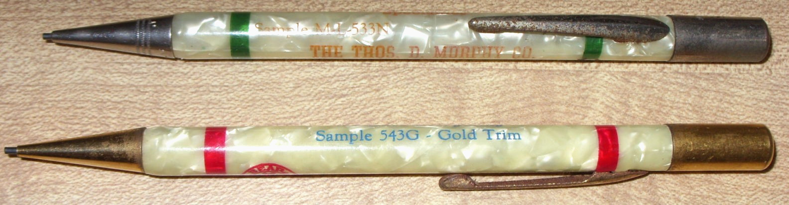 LOT OF 2 VINTAGE SALESMAN SAMPLE MECHANICAL ADVERTISING PENCILS