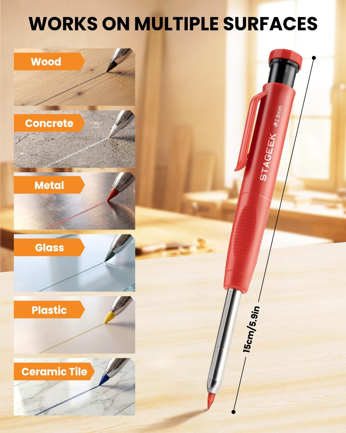 36PCS Carpenter Pencil Refills, 2.8mm Lead Refills, Break Resistant for Mecha…