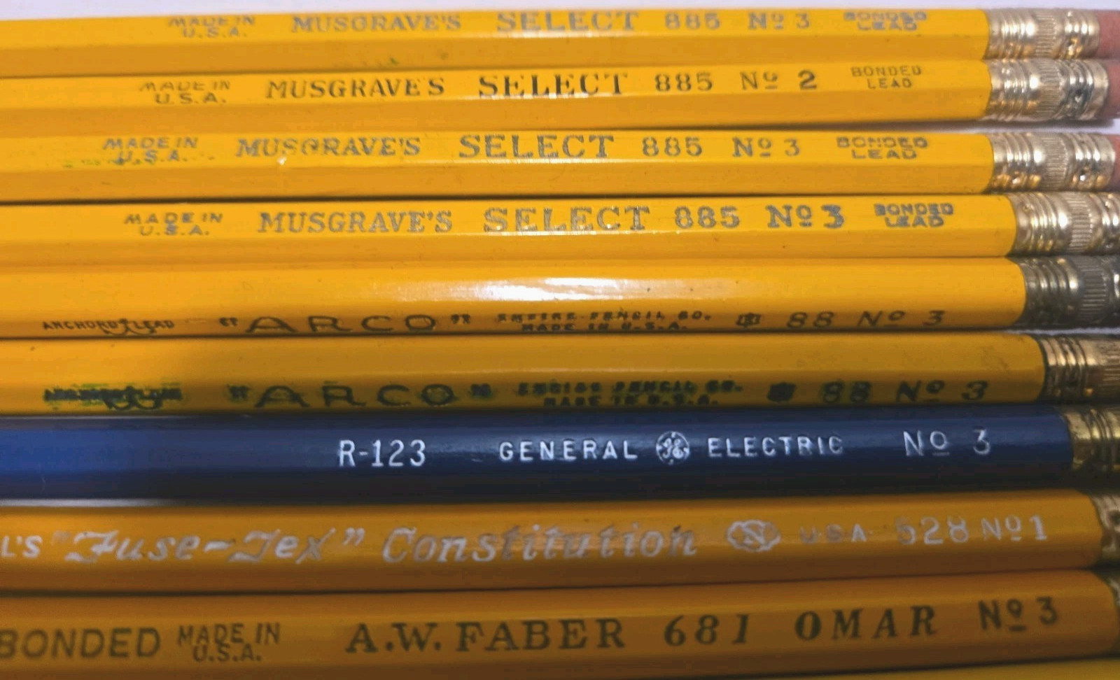 Vintage Lot Of Unsharpened Lead Pencils Musgraves Franklin Arco Faber GE