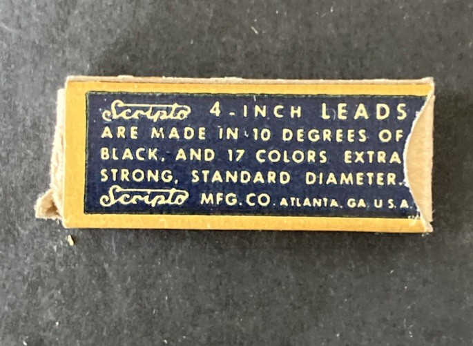 VINTAGE SCRIPTO Smooth Writing Leads Made in U.S.A. 1 3/8” – 17 Left. (A
