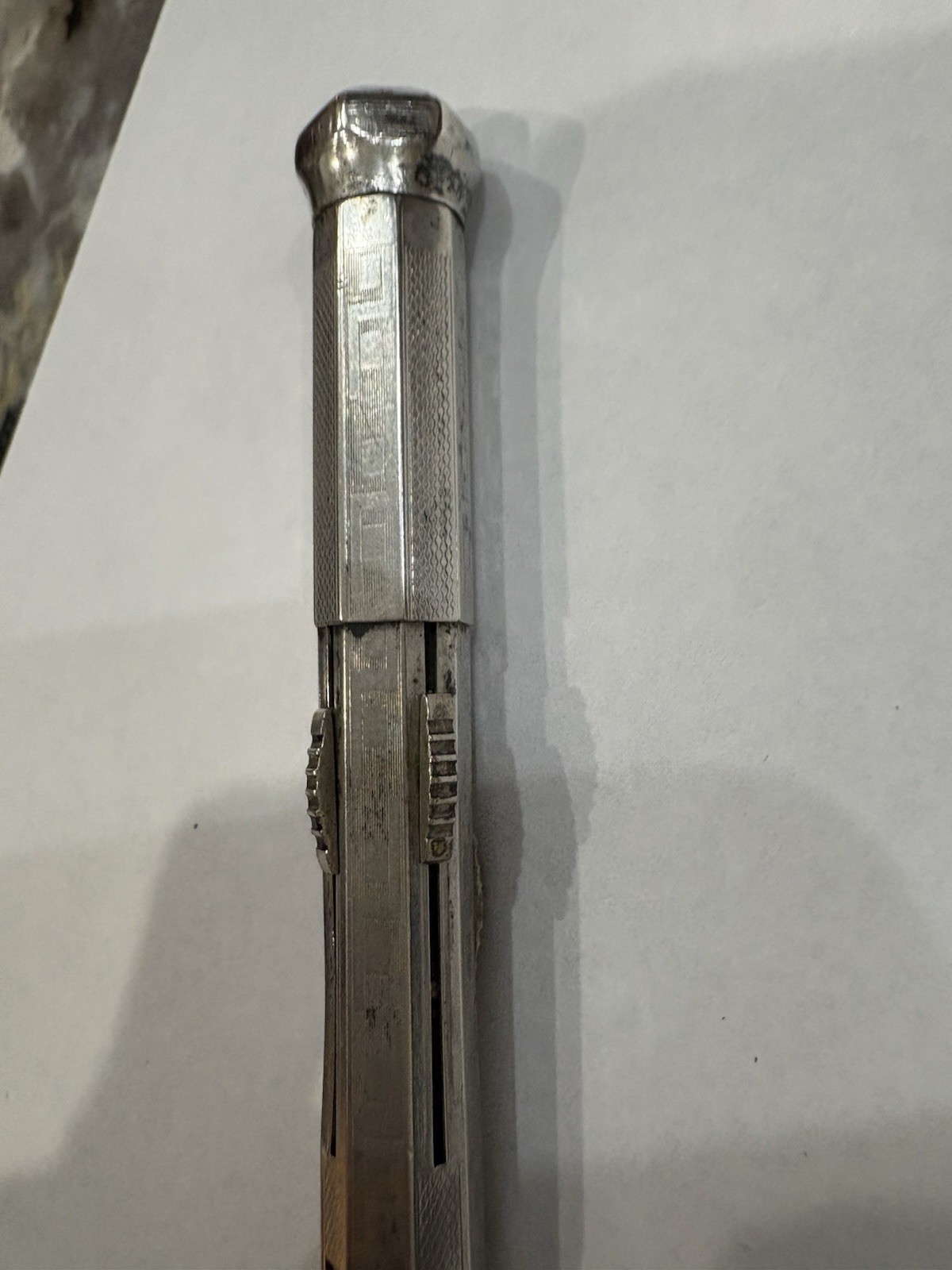 Antique 900 Silver 23.095g Ornate Mechanical Pin Marked 900