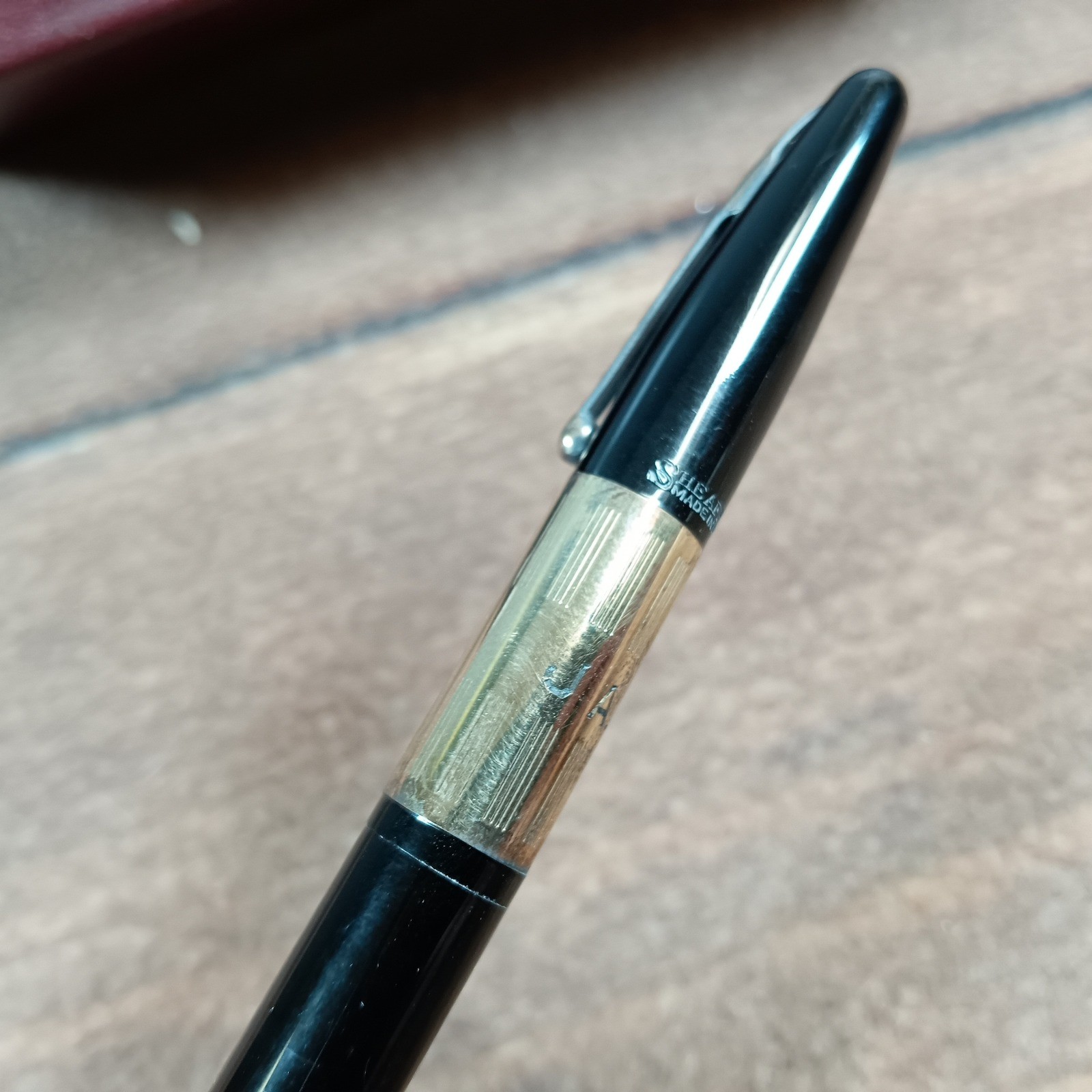 Sheaffer’s Mechanical Pencil Black Good Vintage Gold Band With Box
