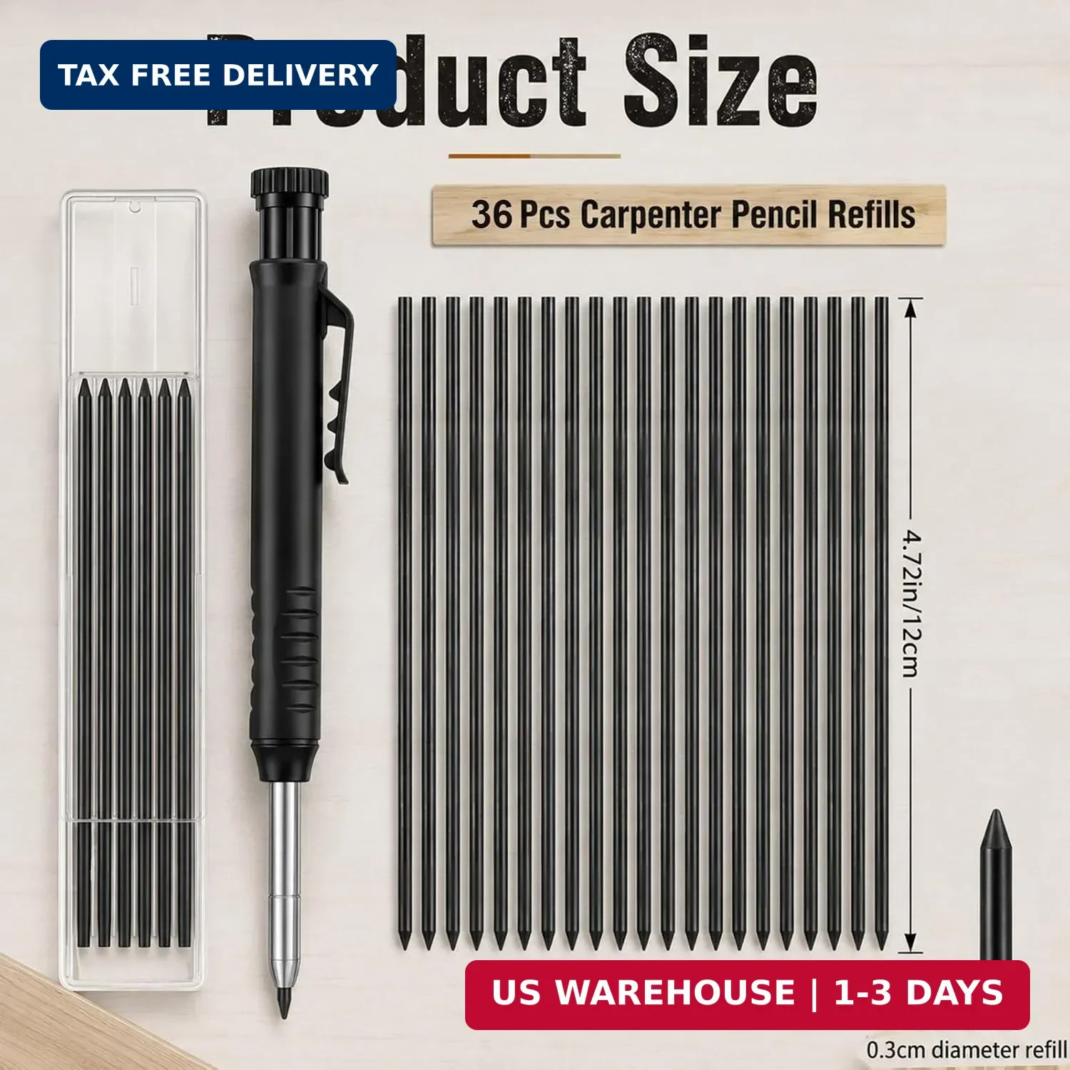 YQQYG 36 PCS Pica Dry Pencil Refills 2.8 mm Mechanical Pencil Refill Black Pica