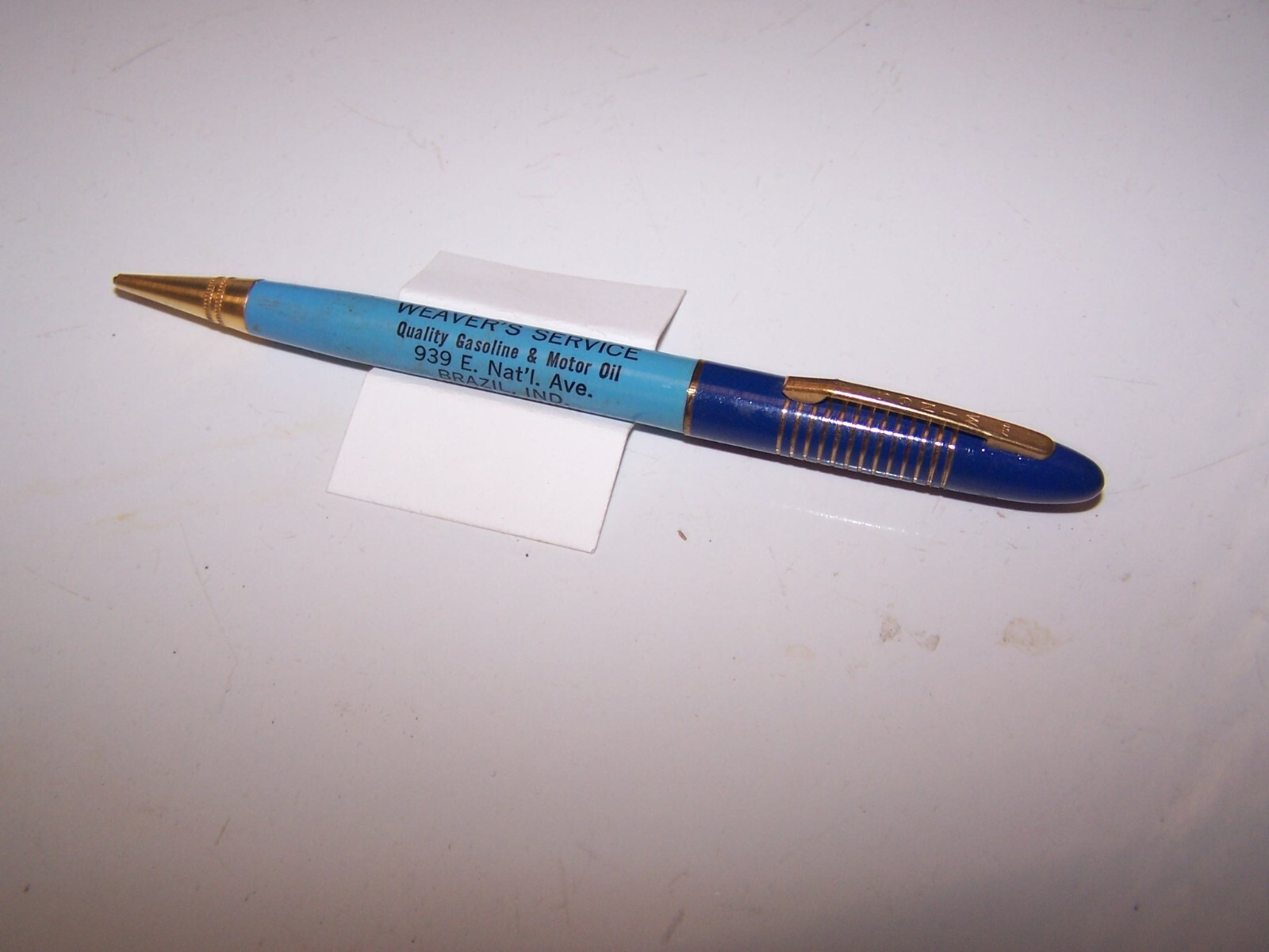 Vintage WEAVER’S SERVICE – ZEPHYR Gas & Oil – Mechanical Pencil BRAZIL INDIANA