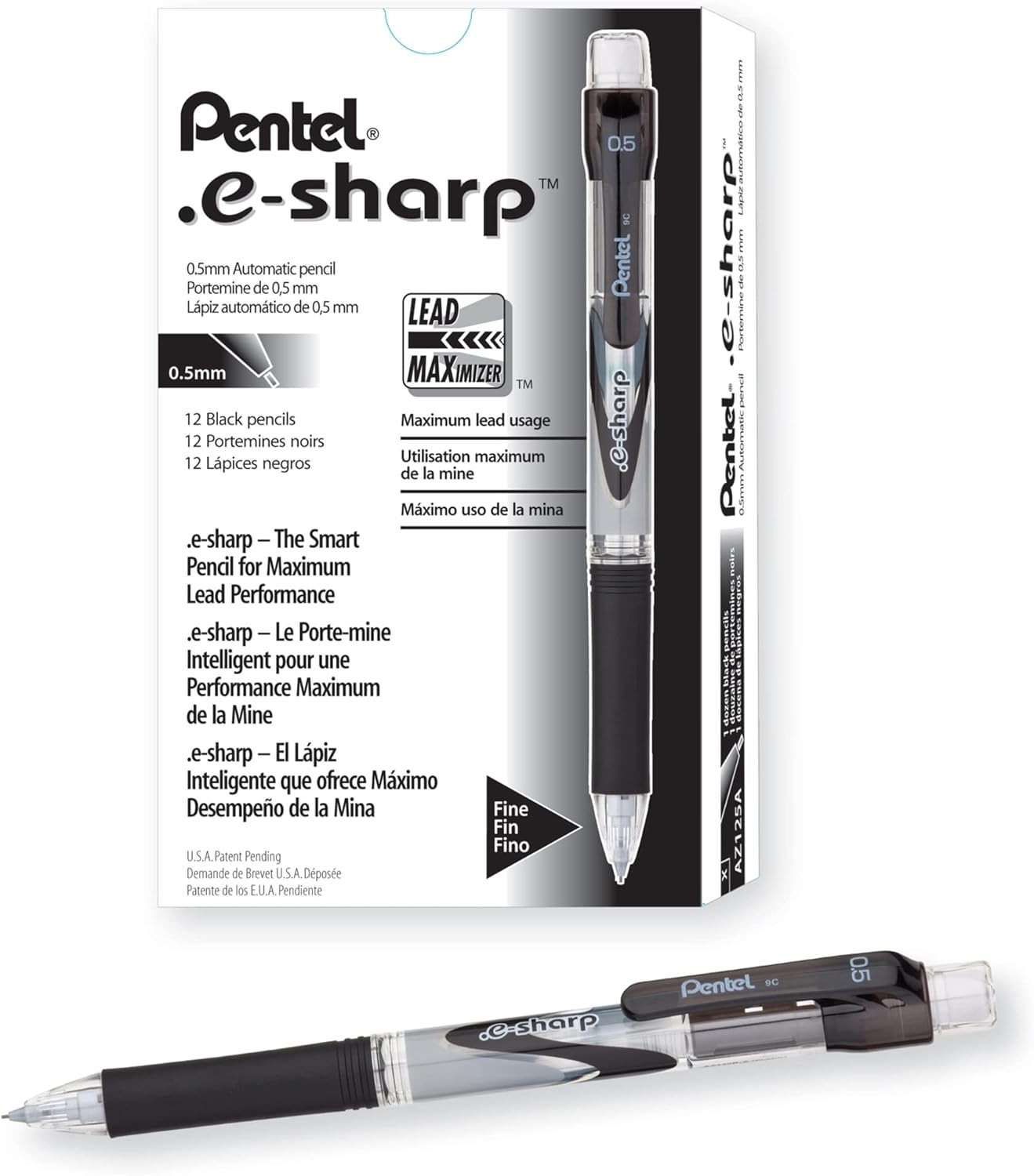 Portaminas E Sharp Negro Puntillas Lapicero Mecanico Caja Doce Piezas Dibujo