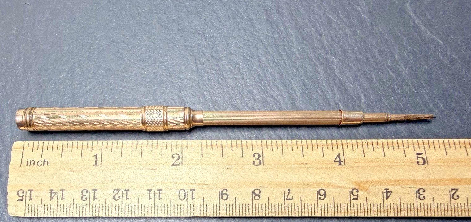 ANTIQUE GOLD FILLED COMBINATION DIP PEN W/NIB AND MECHANICAL PENCIL N995