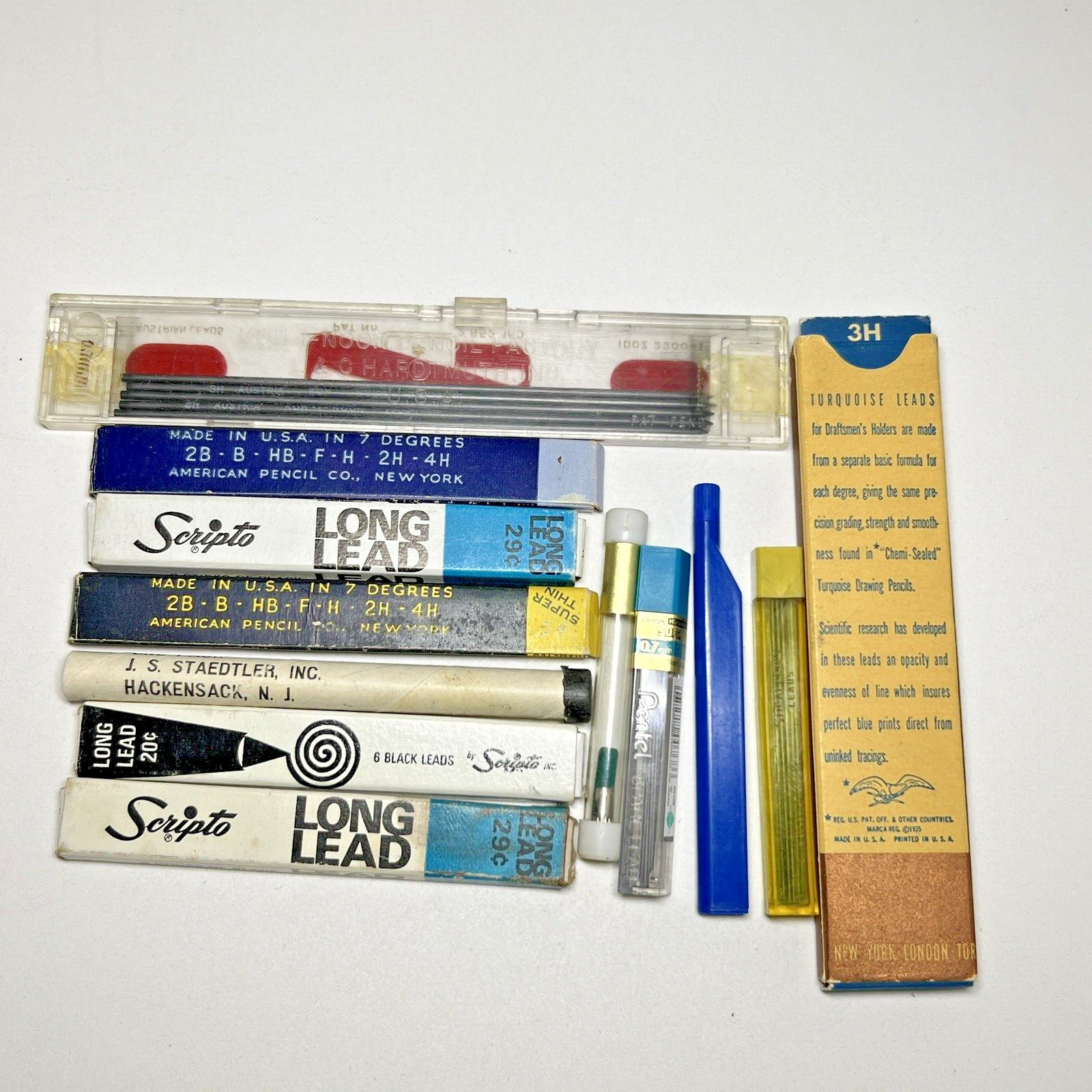 Mechanical Pencil Lead Lot Eagle Koh-I-Noor Venus Staedtler Scripto Vintage