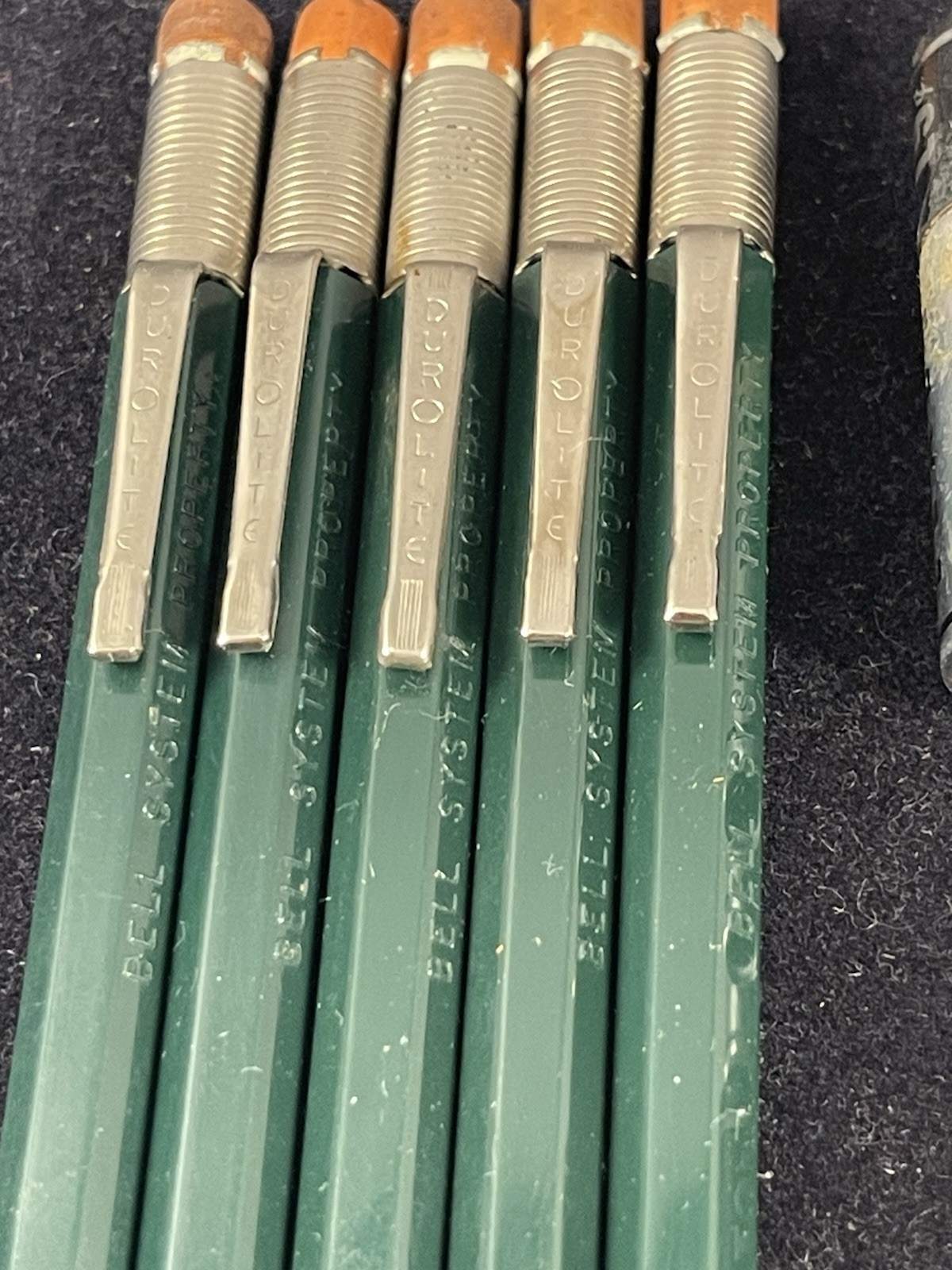 (5) Vintage 1960s Dur-O-Lite Green Mechanical 2H Pencil Bell System Prop + Leads