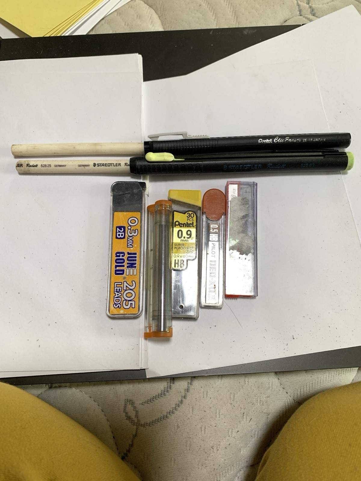 Vintage Mechanical Pencil Lot Erasers Leads Zebra Pentel Papermate Bic Parker