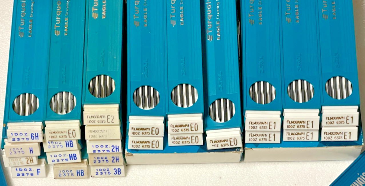 Vtg Eagle Berol Turquoise Drawing Leads 30 Box Mega Lot 2375 /2376 & Lead Holder