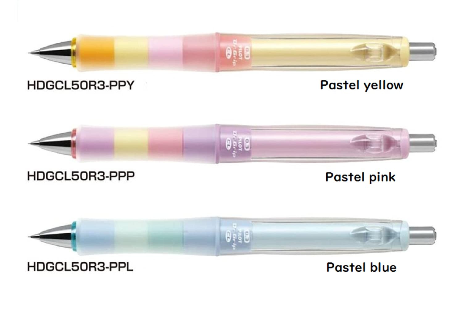 Mechanical Pencil Dr. Grip CL Play Boader 0.3mm Pastel Color Body 3 Packs Wit…