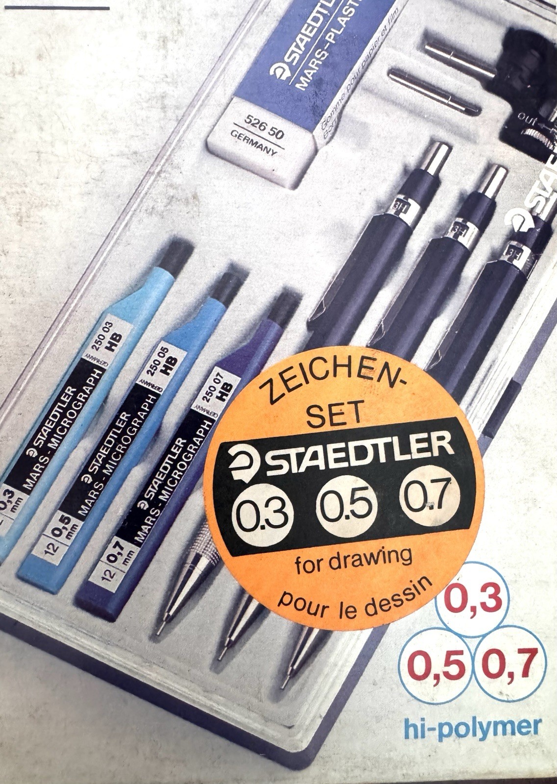 Rare Staedtler Micrograph HS 771 Full Drafting Set 0.3/0.5/0.7 mm