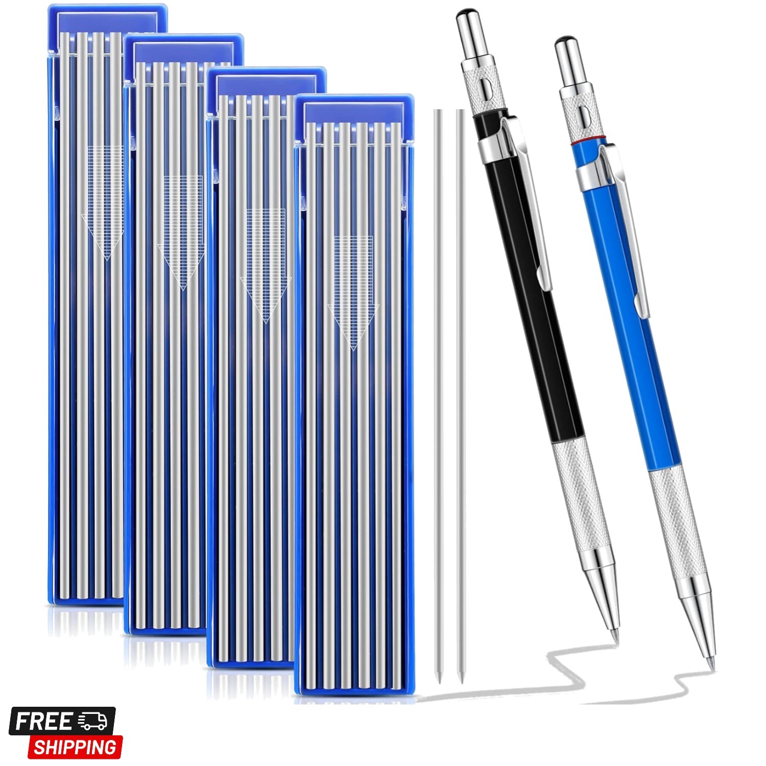 2 Pcs Welders Pencil with 48 PCS Round Refills Mechanical Pencils Metal Weldi…