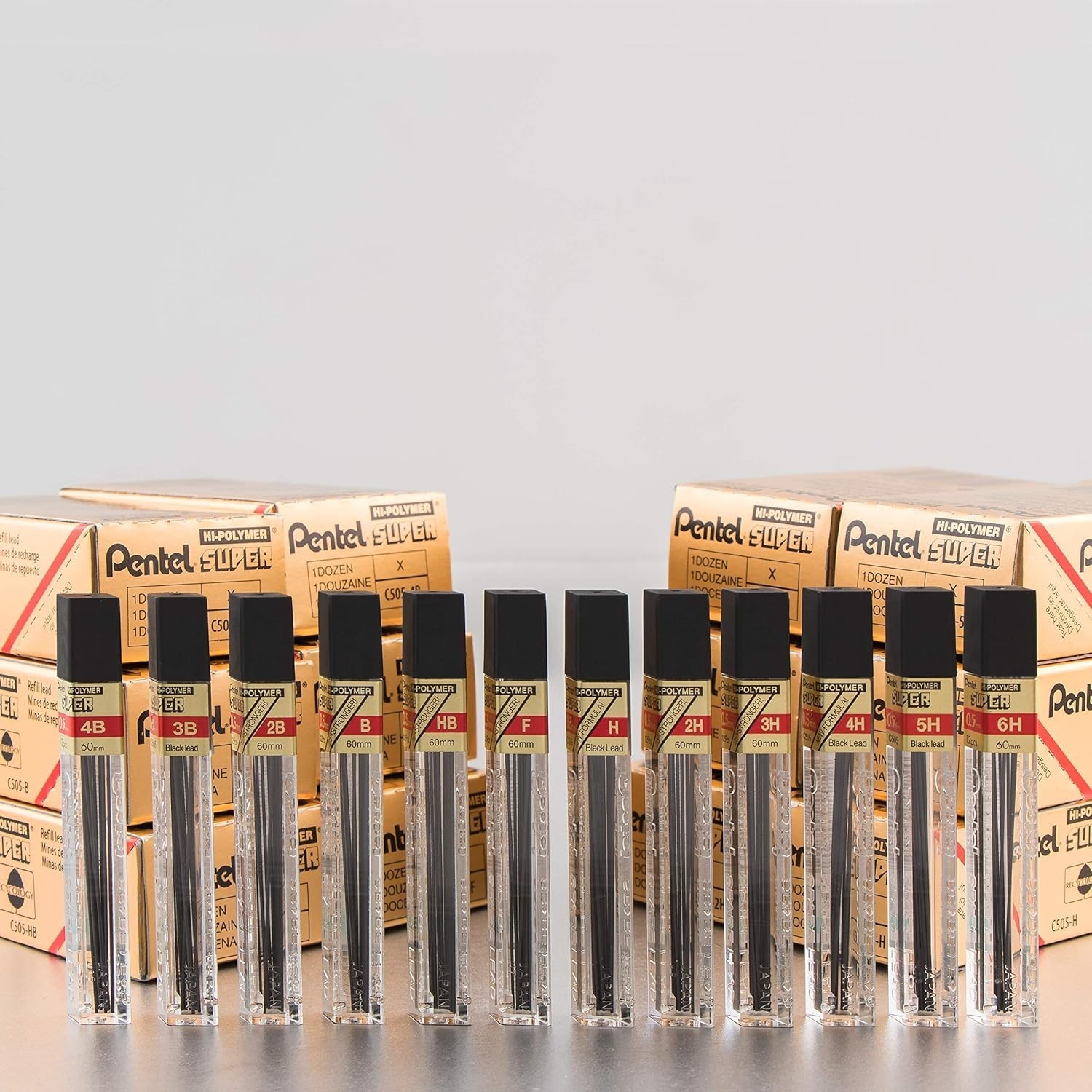 Super Hi-Polymer 0.5mm 2B Lead Refills Pentel Fine Point 36 ct Mechanical Pencil
