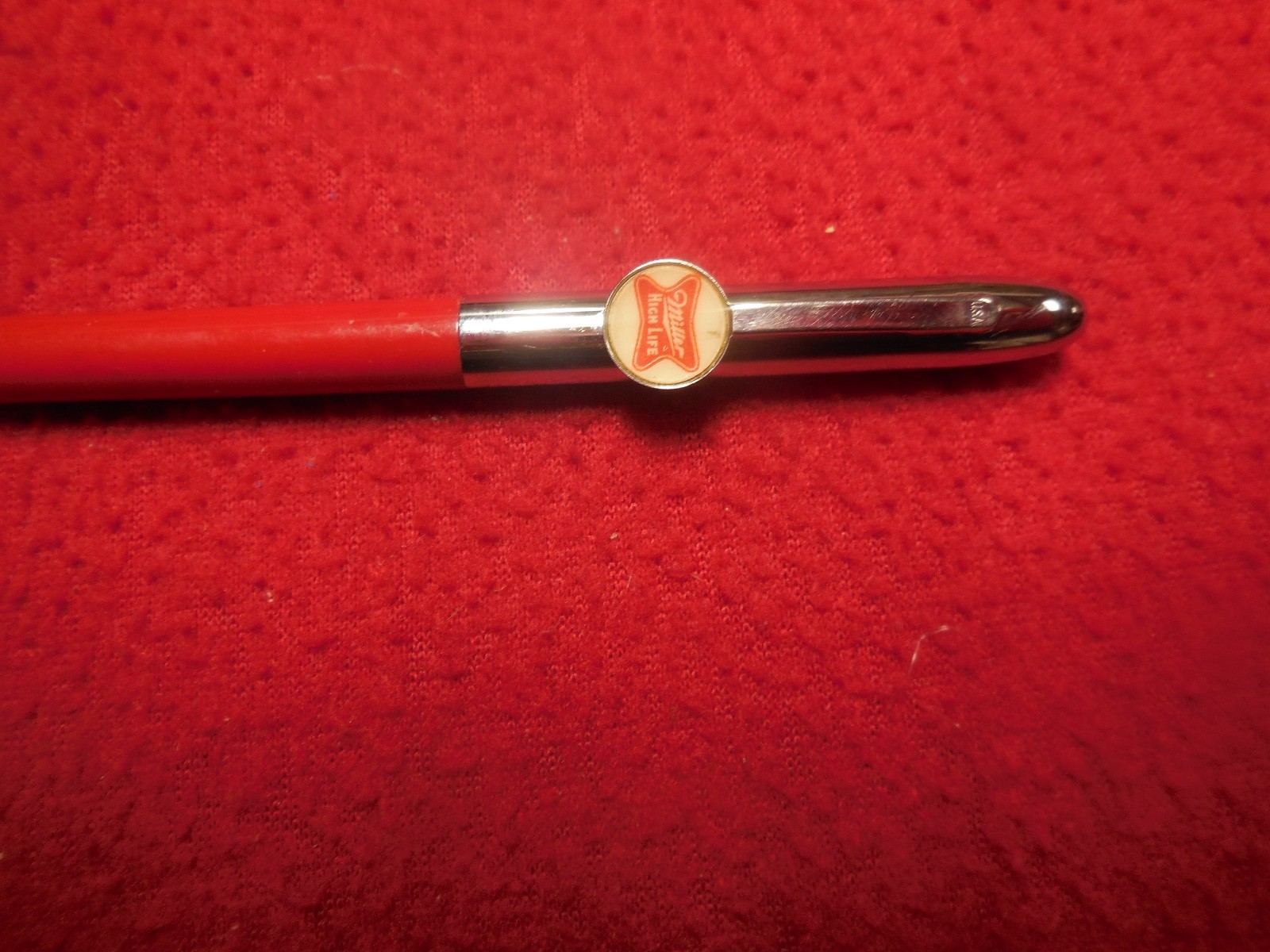 Vintage Miller High Life beer red and chrome mechanical pencil 1970`s Mancave