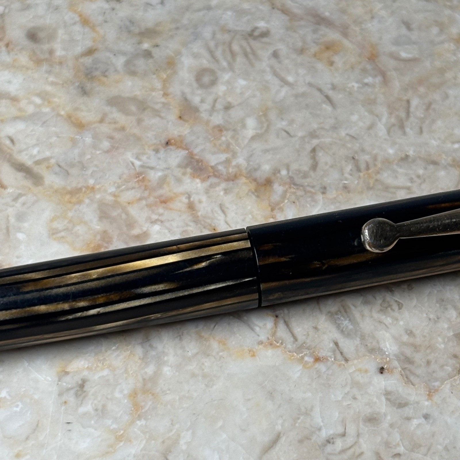 Sheaffer’s Pen Pencil Brown Striated Celluloid Gold Trim Vintage