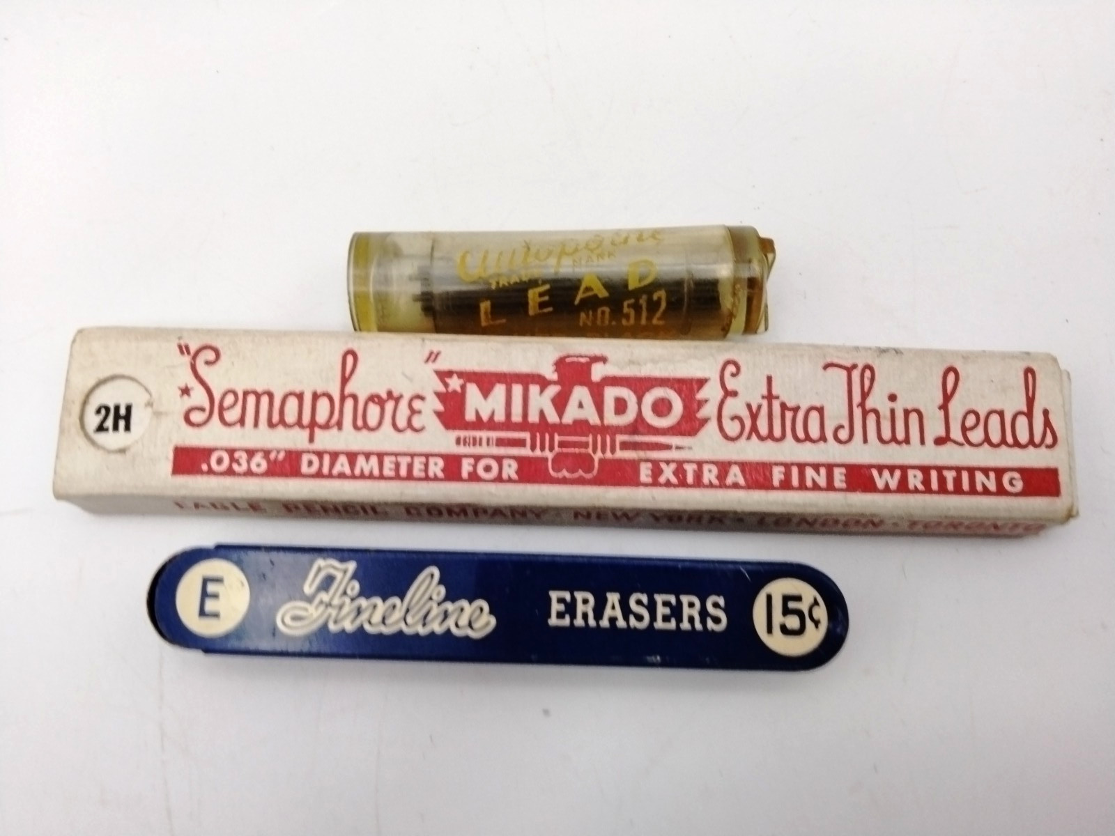 Vintage Eagle Mikado Semaphore & Autopoint Leads Sheaffer Fineline Eraser Tin