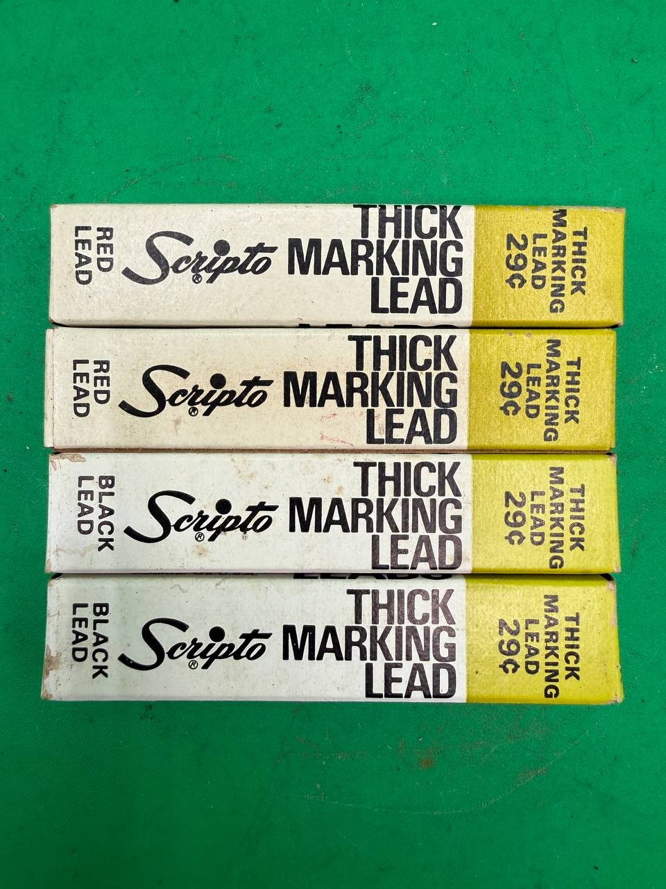 Lot 4 Vintage Scripto Thick Marking Lead No. G920 Red & Black Boxes RE