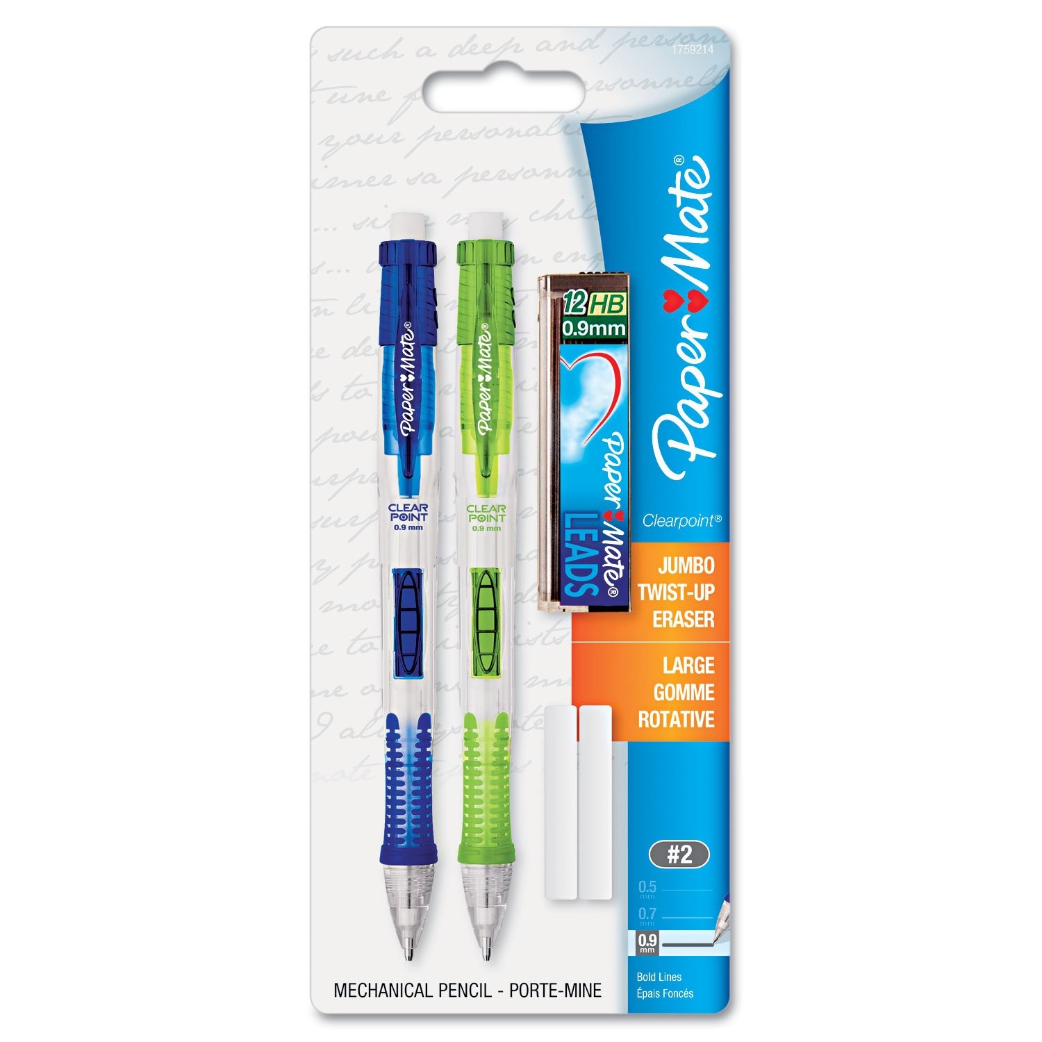 Paper Mate 1759214 Clear Point Mechanical Pencil Starter 5 Piece Set,