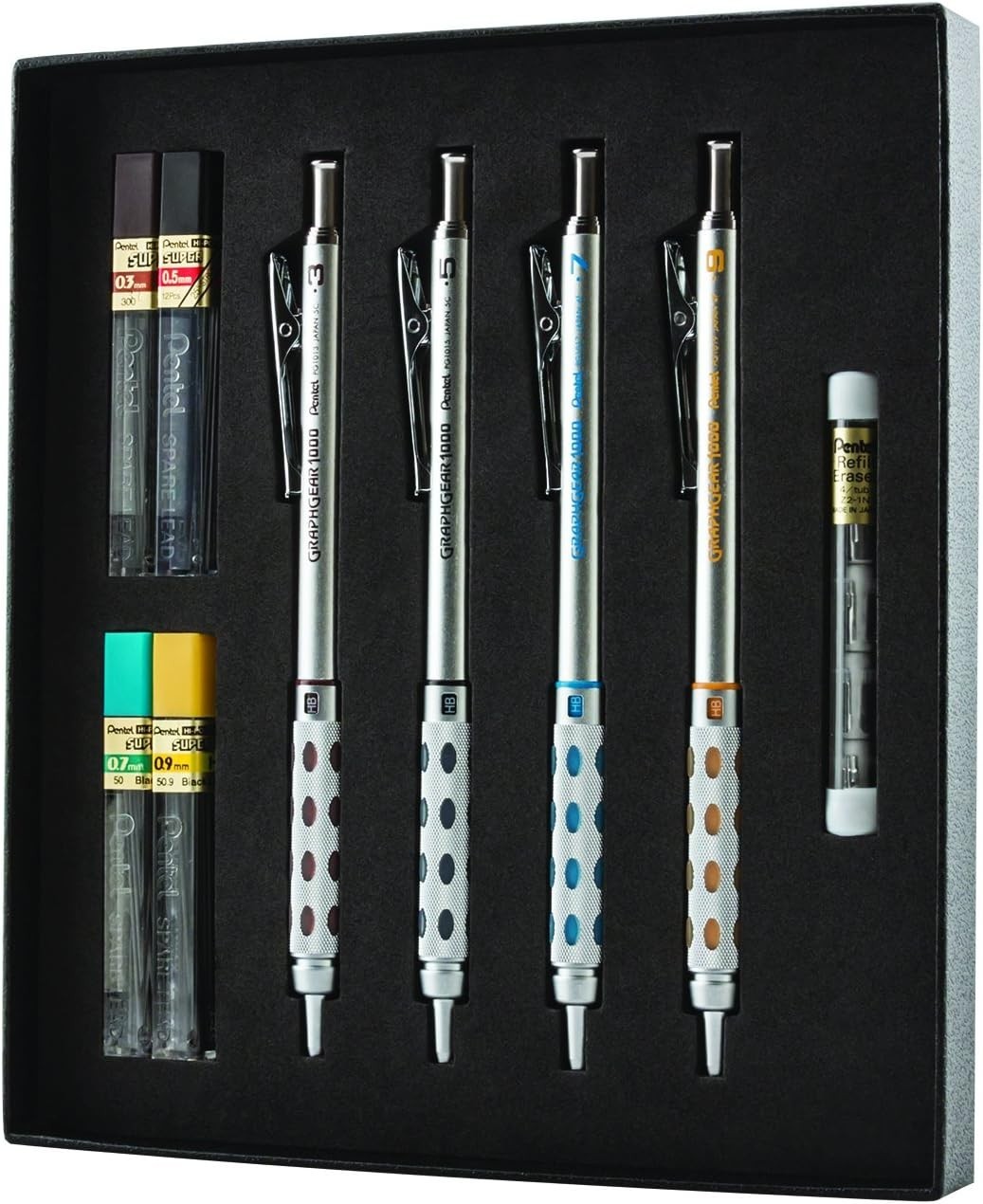GraphGear 1000 4-Pack Mechanical Pencils with Ergonomic Grip & Lead Indicator