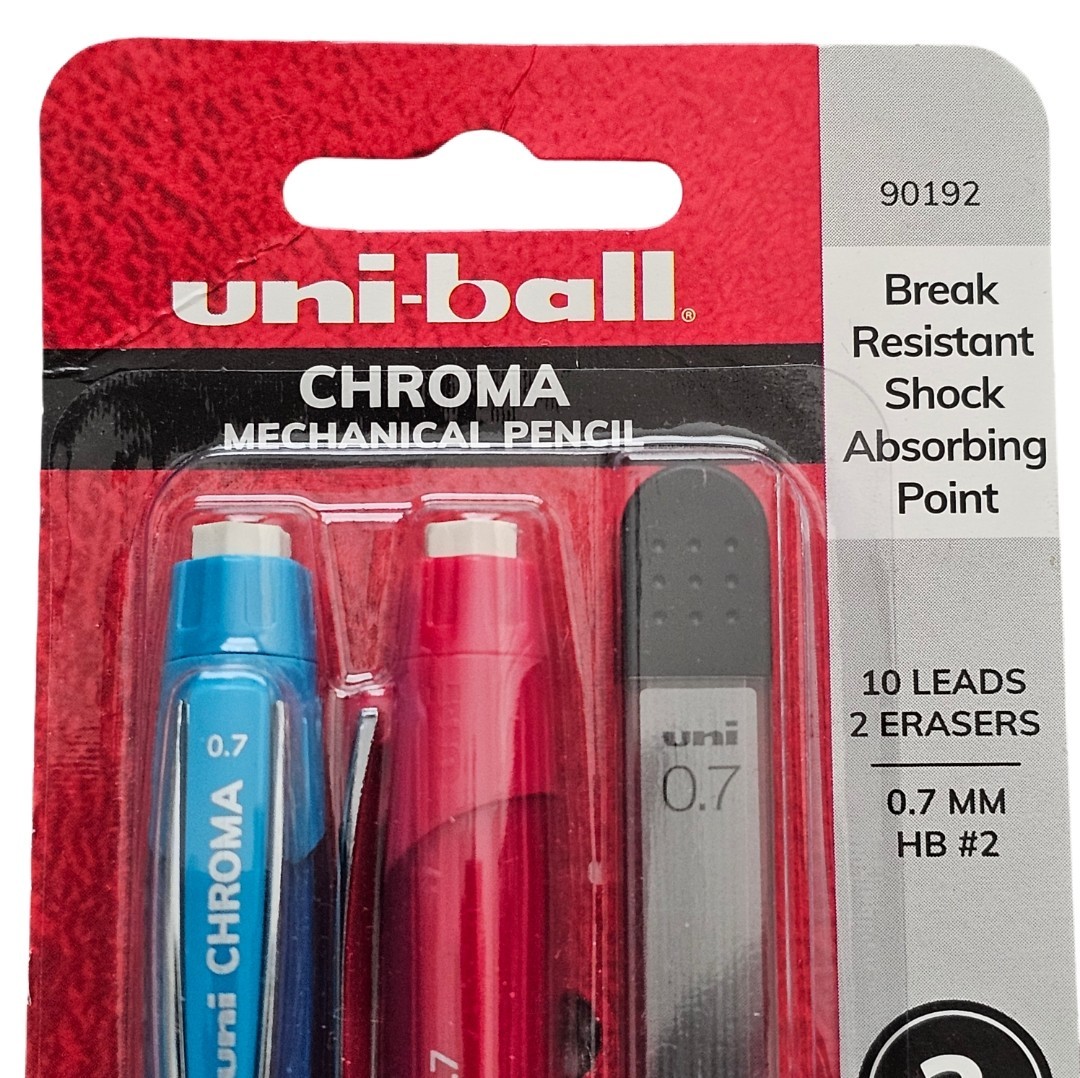 2 Uni-Ball Chroma Mechanical Pencils 0.7mm Auto Lead Advance Shock Absorbing