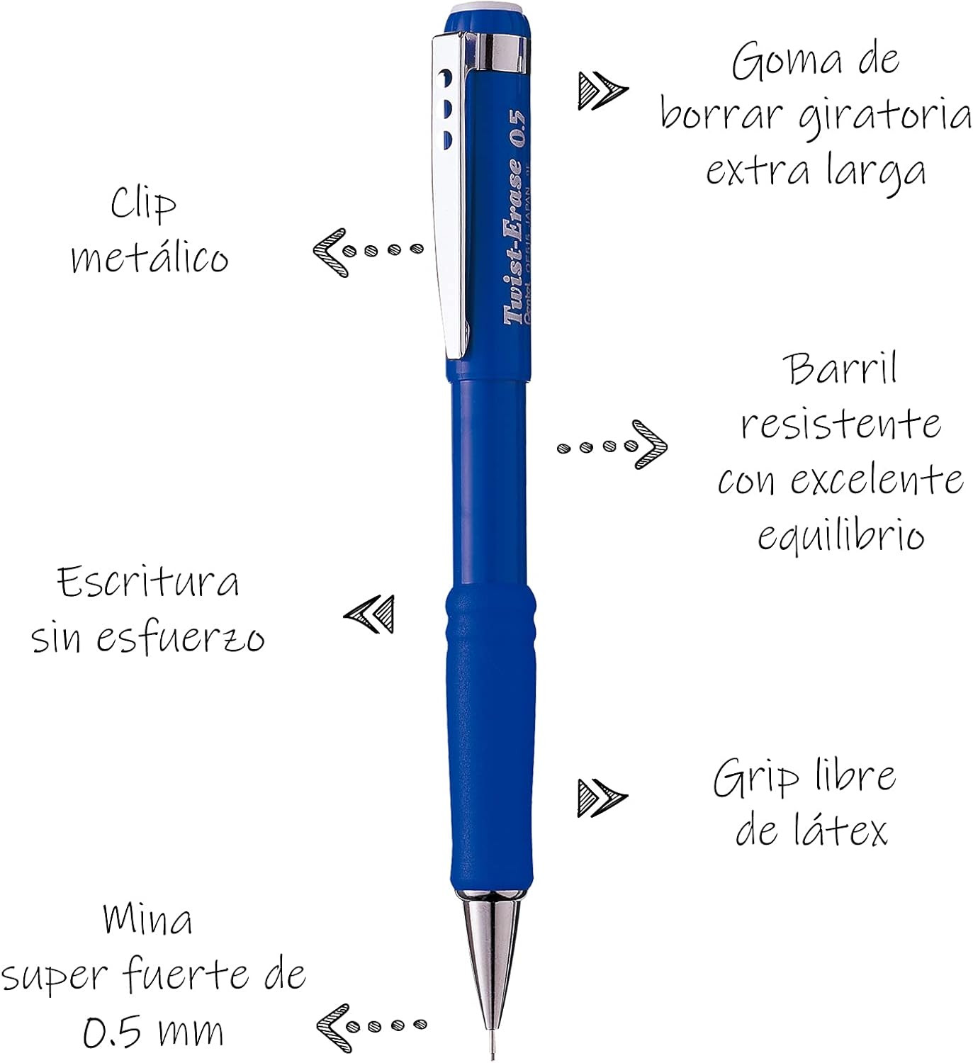 Twist-Erase III Mechanical Pencil, 0.5Mm, Blue Barrel, 12 Pack (QE515C)