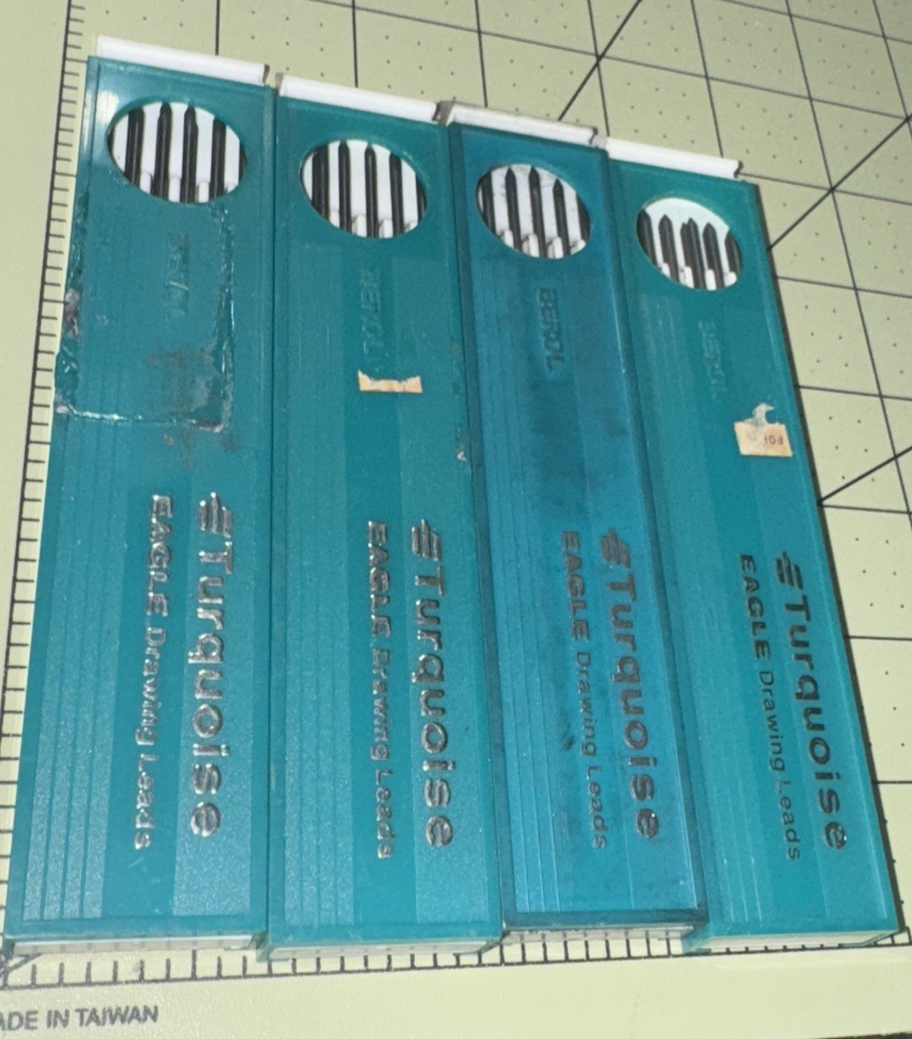 4 Berol Eagle #2375 3B, H & 4H (x2) 41 Total Leads – Turquoise Drawing Leads