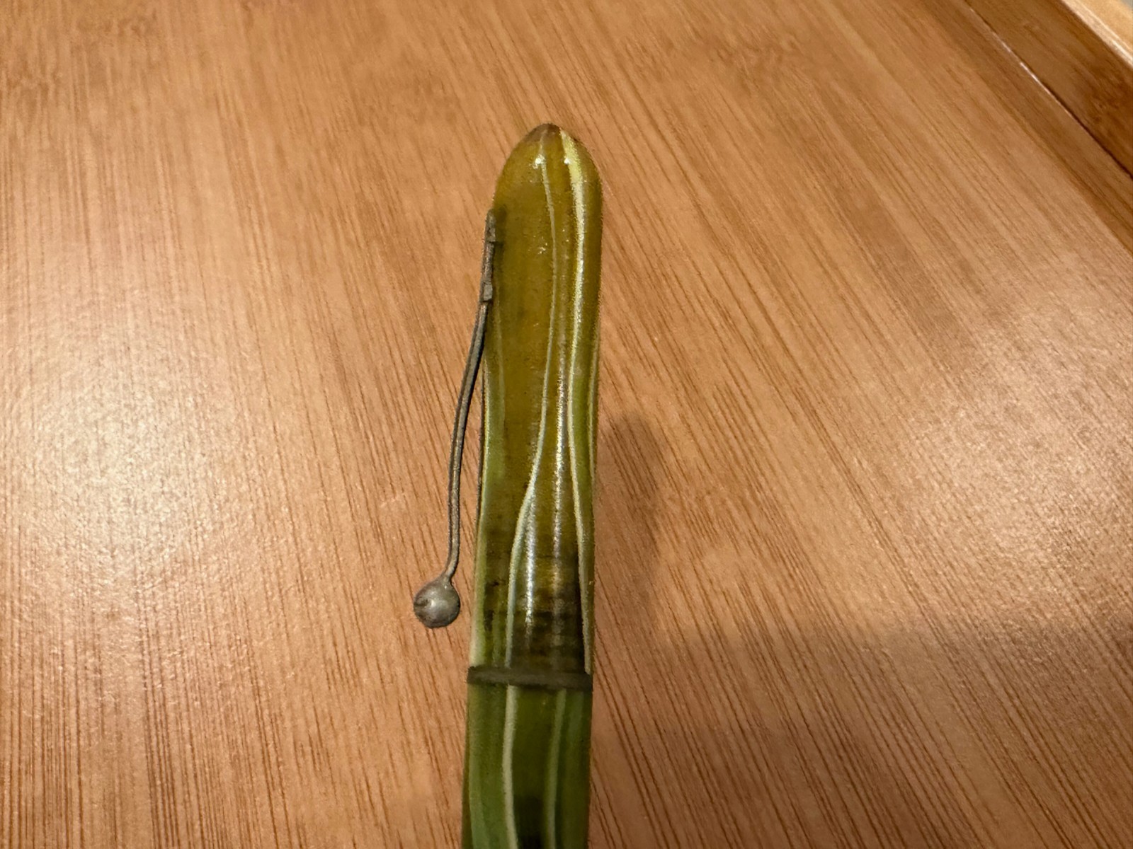 Vintage Green Striated Plastic or Celluloid Mechanical Pencil