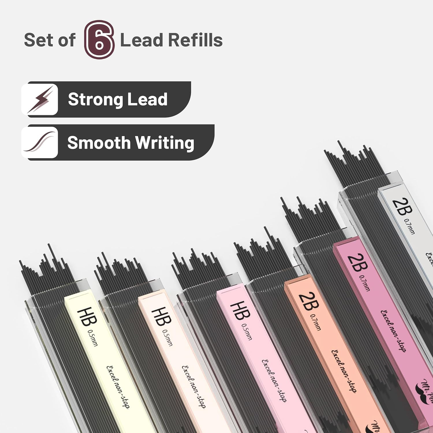 – Mechanical Pencil Set with Lead and Erasers Refills, 6 Pack, Boho Theme, 0.5Mm