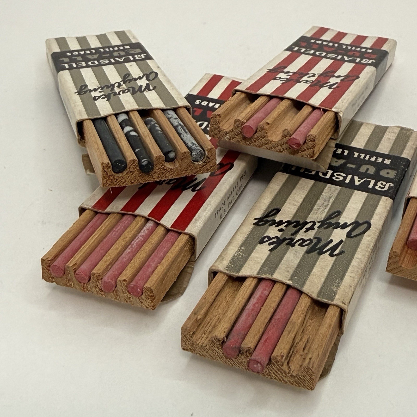 Vintage Blaisdell DU-ALL Marking Pencil Lead Lot Red Black Refills USA