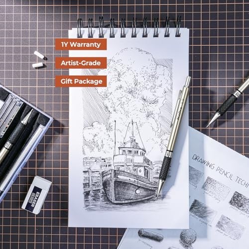 0.9 mm Art Mechanical Pencil Set in Storage Case, 3 PCS Metal 3 Pack (0.9mm)