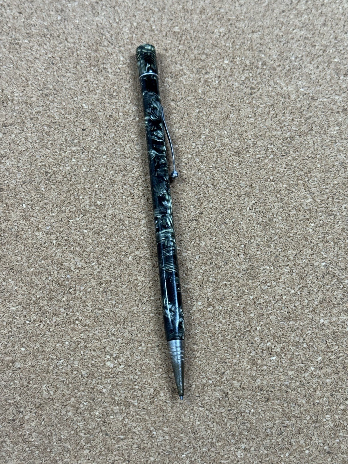 Antique Eversharp 4 Square Green Pattern Celluloid Mechanical Pencil Chrome Trim